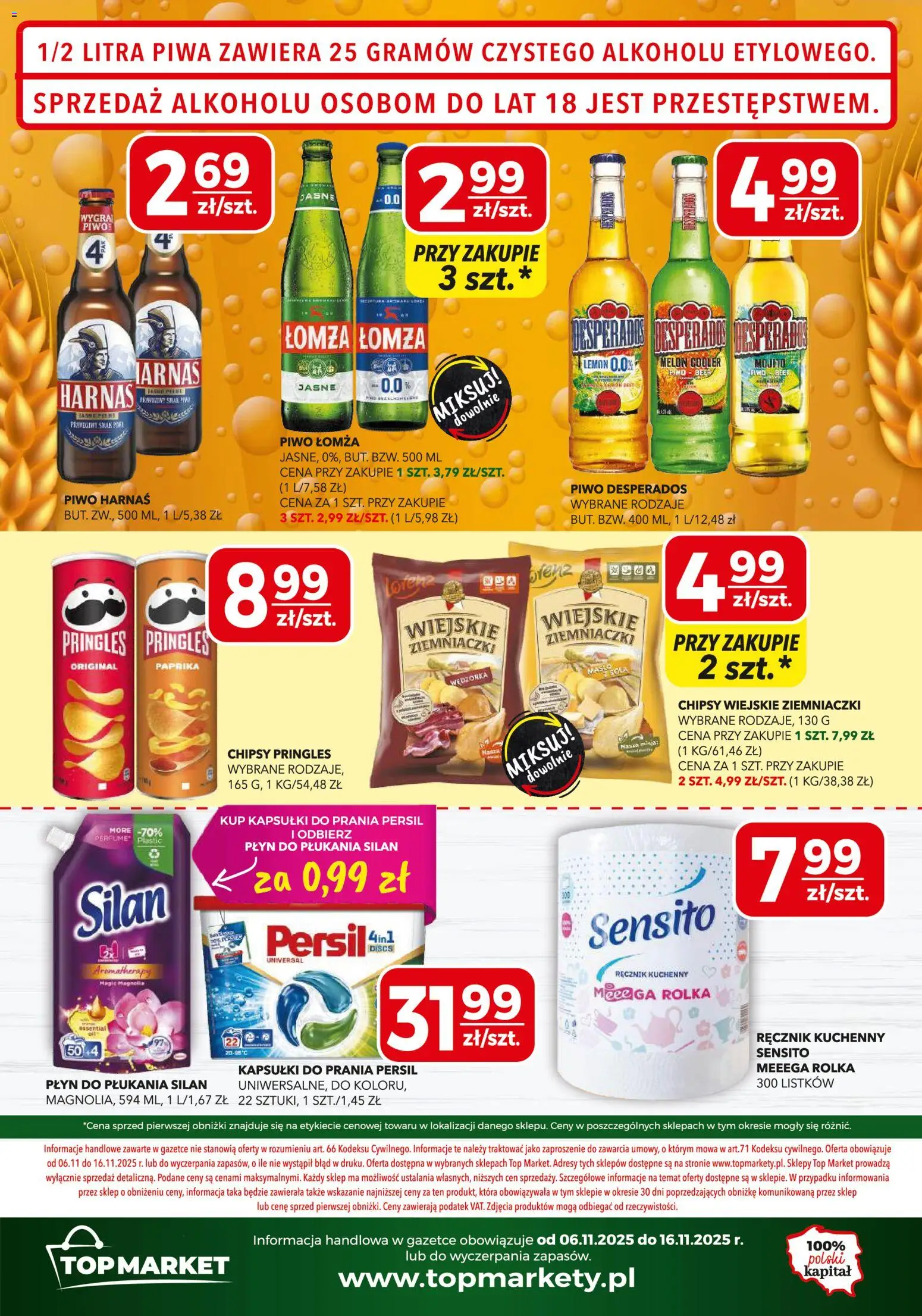 Top Market Gazetka mini od 06.11.2025 | Strona: 4 | Produkty: Chipsy pringles, Ziemniaczki, Kapsułki do prania, Pringles