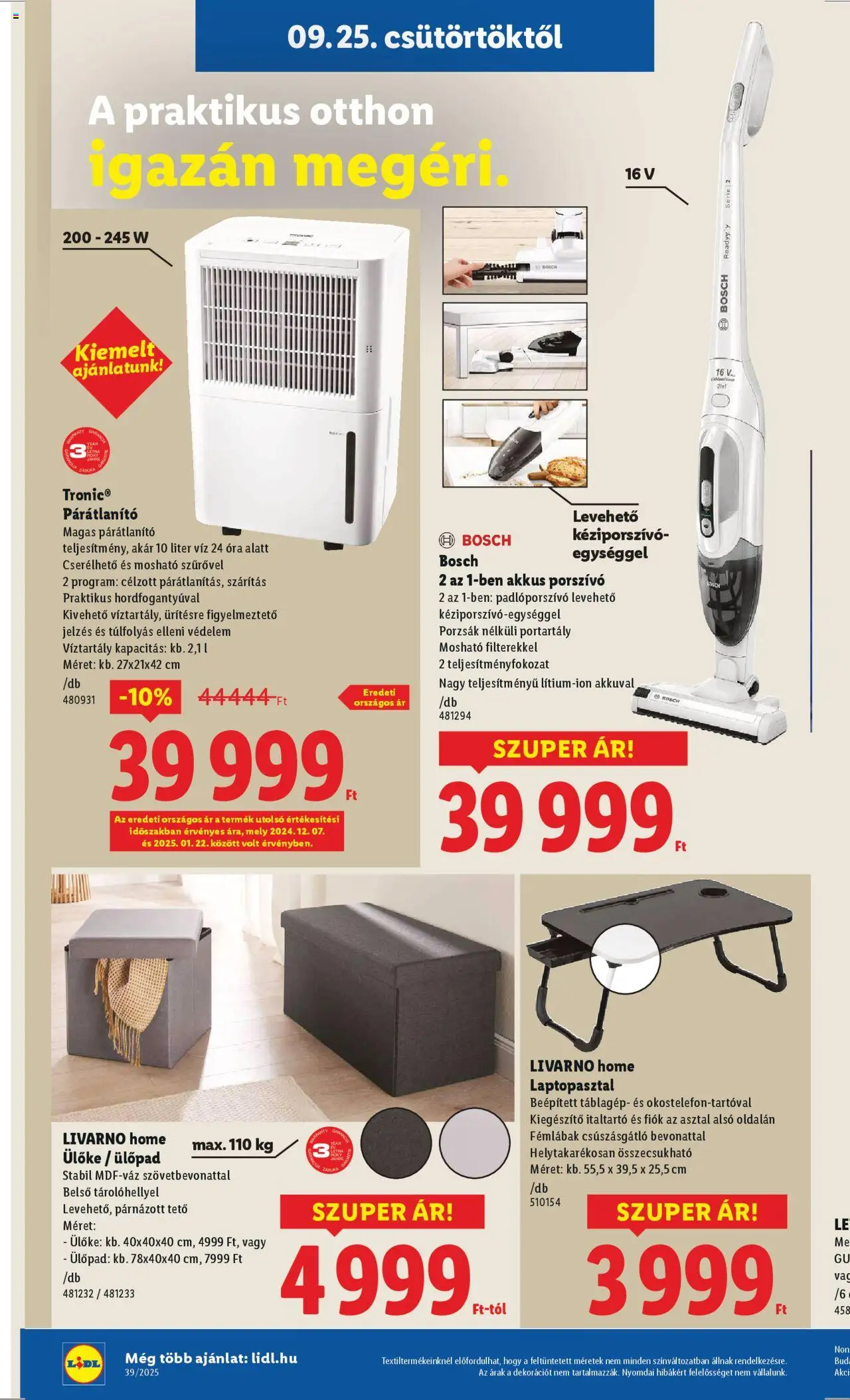 Lidl akciós ujság - amely érvényes a következő dátumtól: 25.09.2025 | Oldal: 36 | Termékek: Táblagép, Porszívó, Asztal, Óra