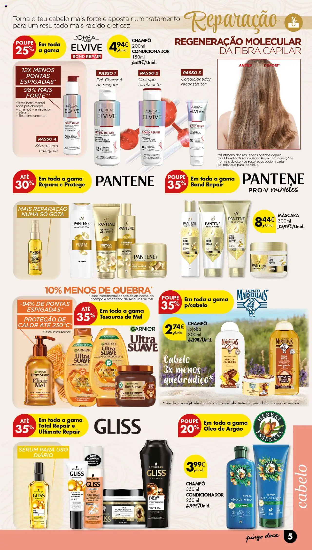 Pingo Doce Beleza │ válido de 19.08.2025 | Página: 5 | Produtos: Condicionador, Sérum, Óleo, Mel