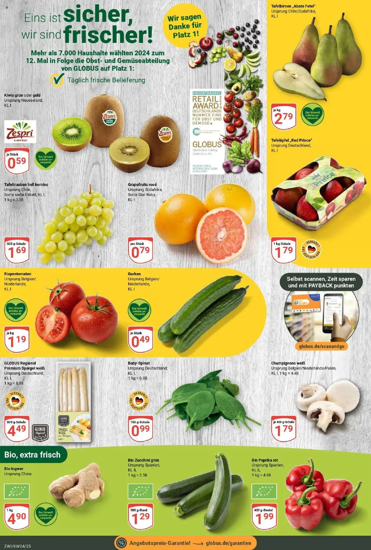 Globus prospekt Zwickau	 - gültig ab dem 08.06.2025 | Seite: 6 | Produkte: Champignons, Grapefruit, Paprika, Obst