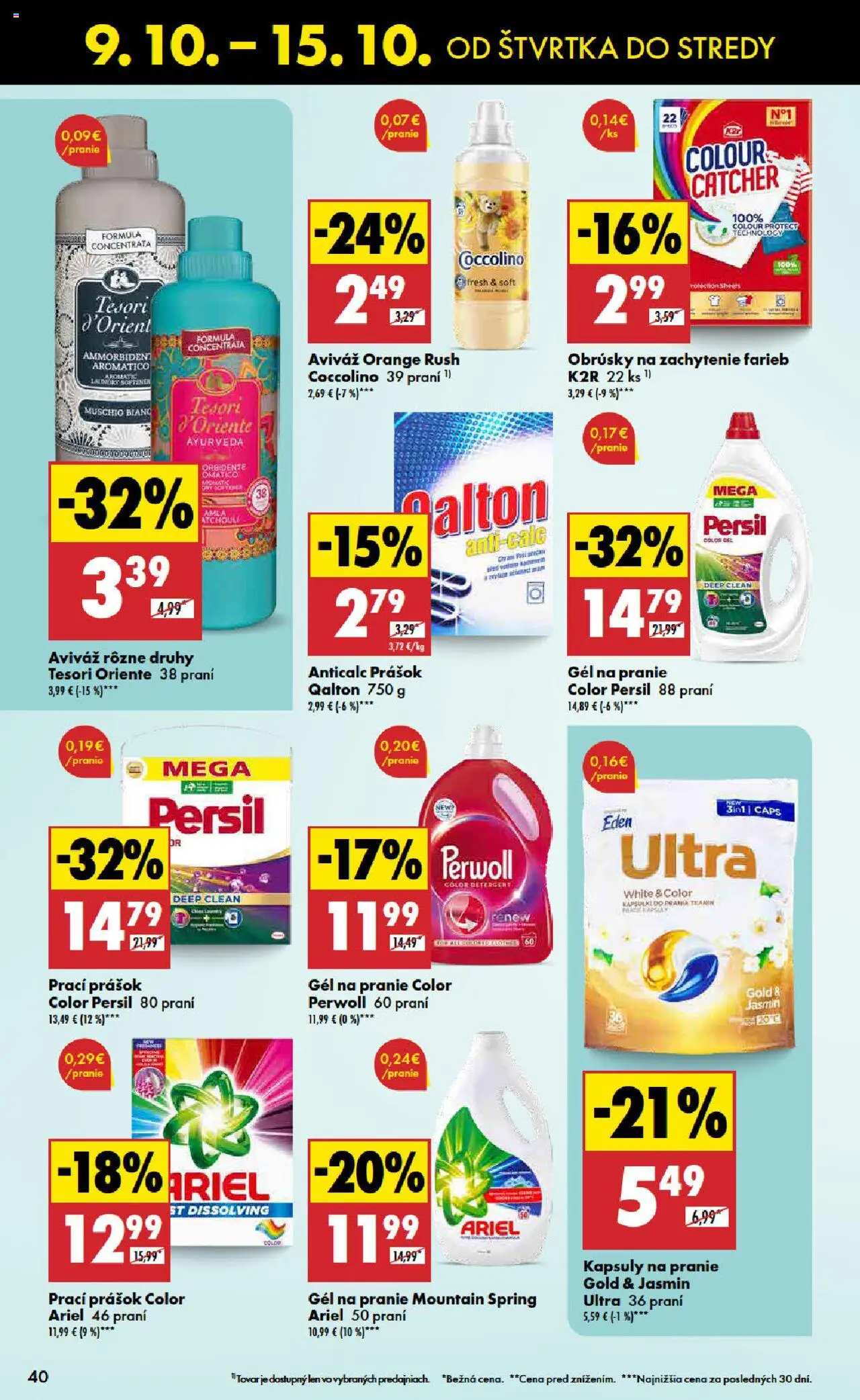 Nové Biedronka akcie – leták je platný od 09.10.2025 | Strana: 40 | Produkty: Perwoll, Prací prášok, Ariel, Coccolino