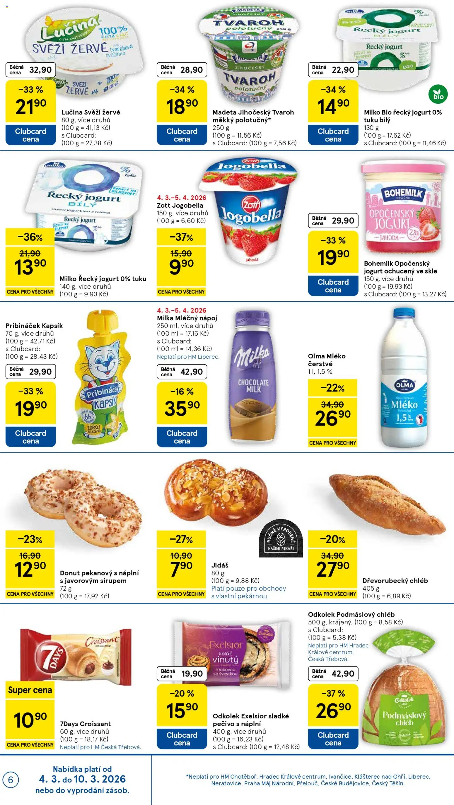 Tesco leták - Hypermarket od 04.03.2026 | Strana: 6 | Produkty: Jogurt, Lučina, Milko řecký jogurt, Pribináček