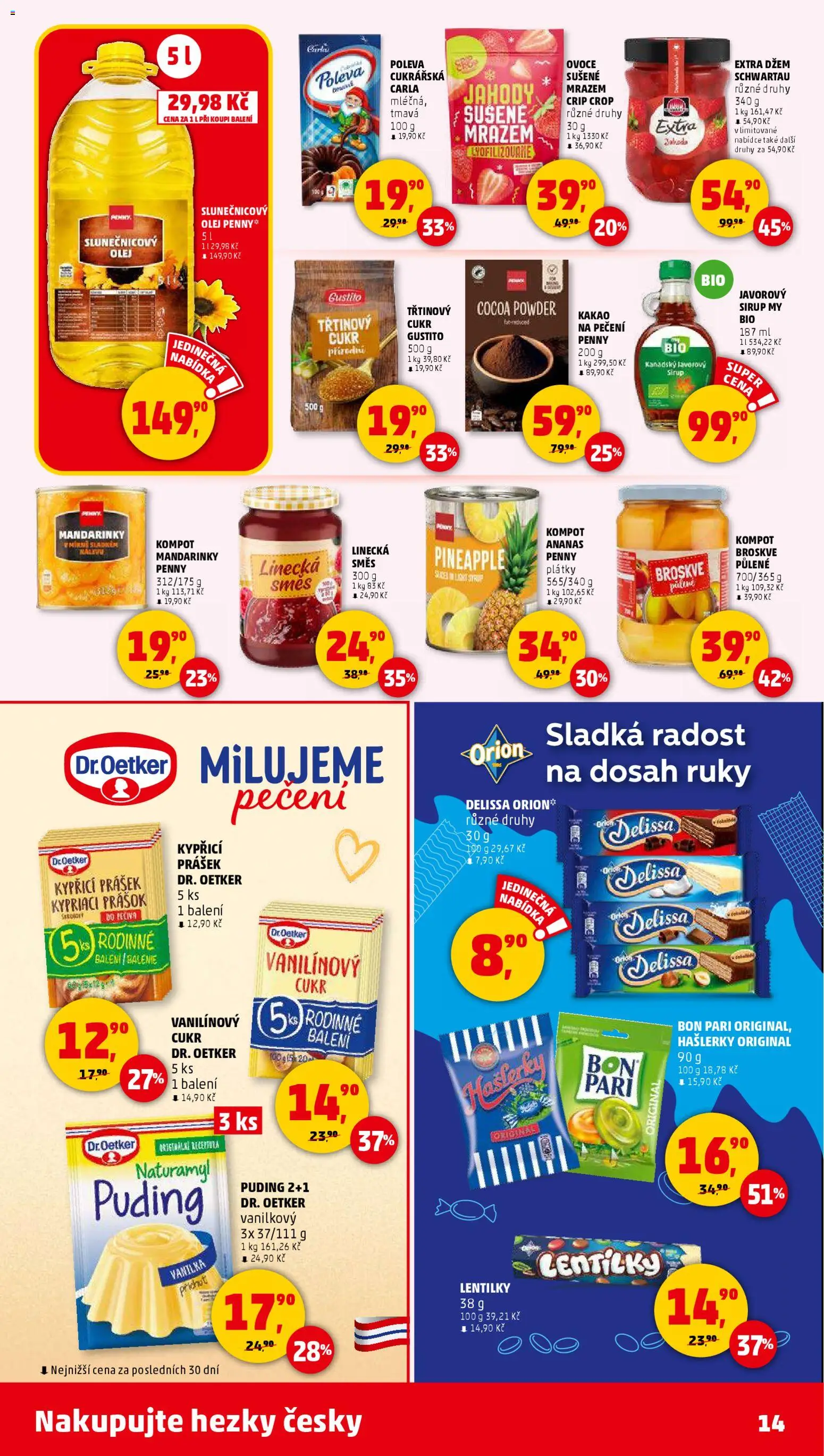 Penny Market leták - Čtvrtečník od 13.11.2025 | Strana: 14 | Produkty: Kompot, Crip Crop, Jahody, Slunečnicový olej