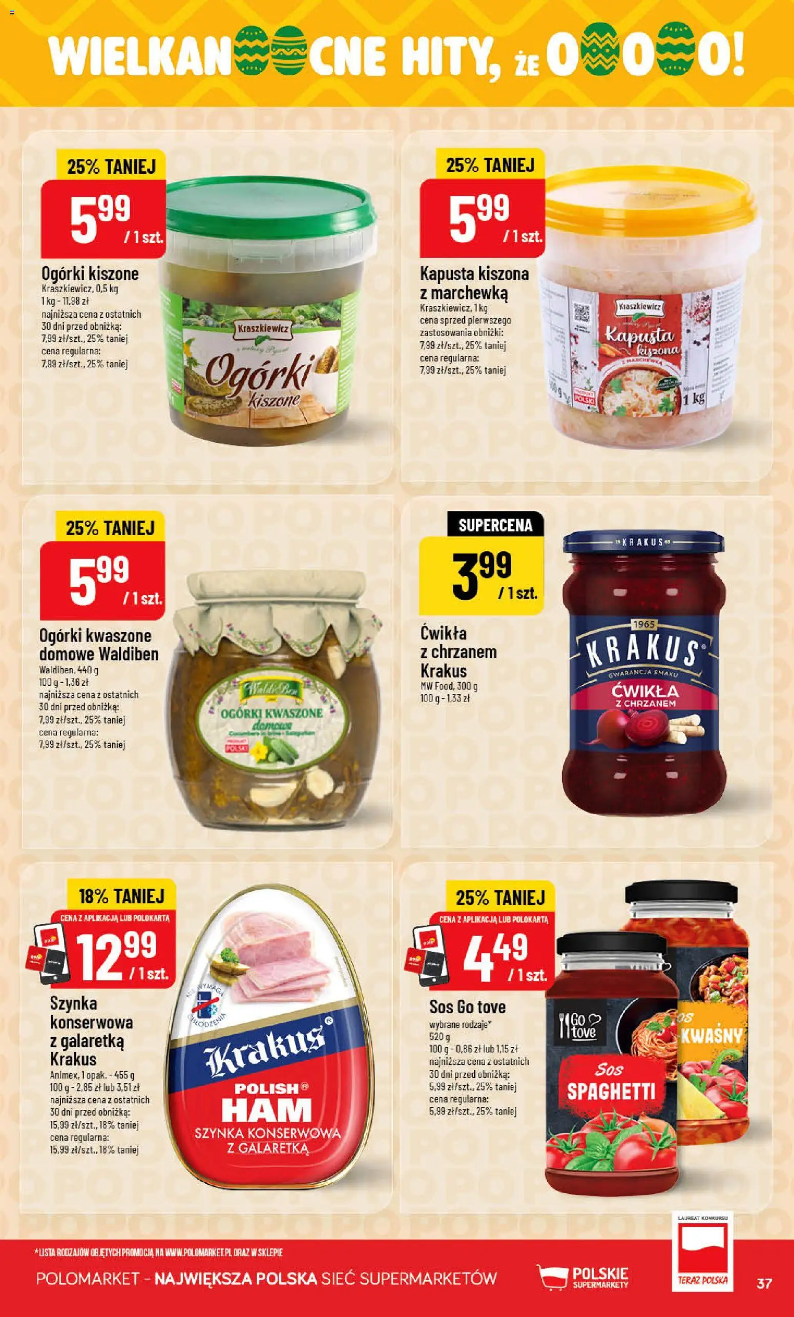 POLOmarket gazetka od 18.03.2026 | Strona: 37 | Produkty: Kapusta, Galaretka, Ogórki, Sos