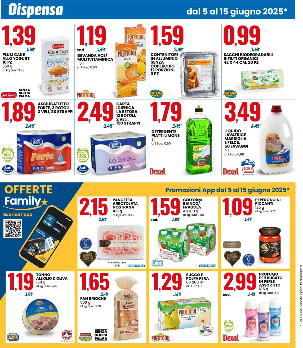 Volantino Eurospin del 05.06.2025 | Pagina: 6 | Prodotti: Detergente, Frutta, Lavatrice, Pera