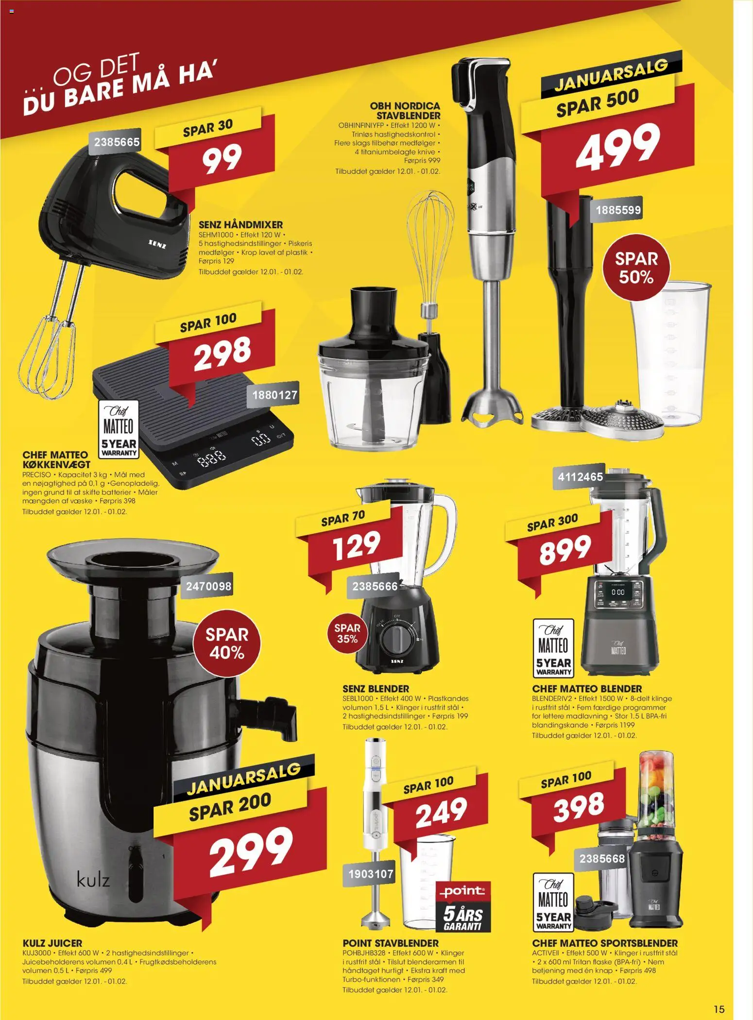 Punkt1 tilbudsavis – gyldig fra 12.01.2026 | Side: 15 | Produkter: Batterier, Køkkenvægt, Piskeris, Juicer