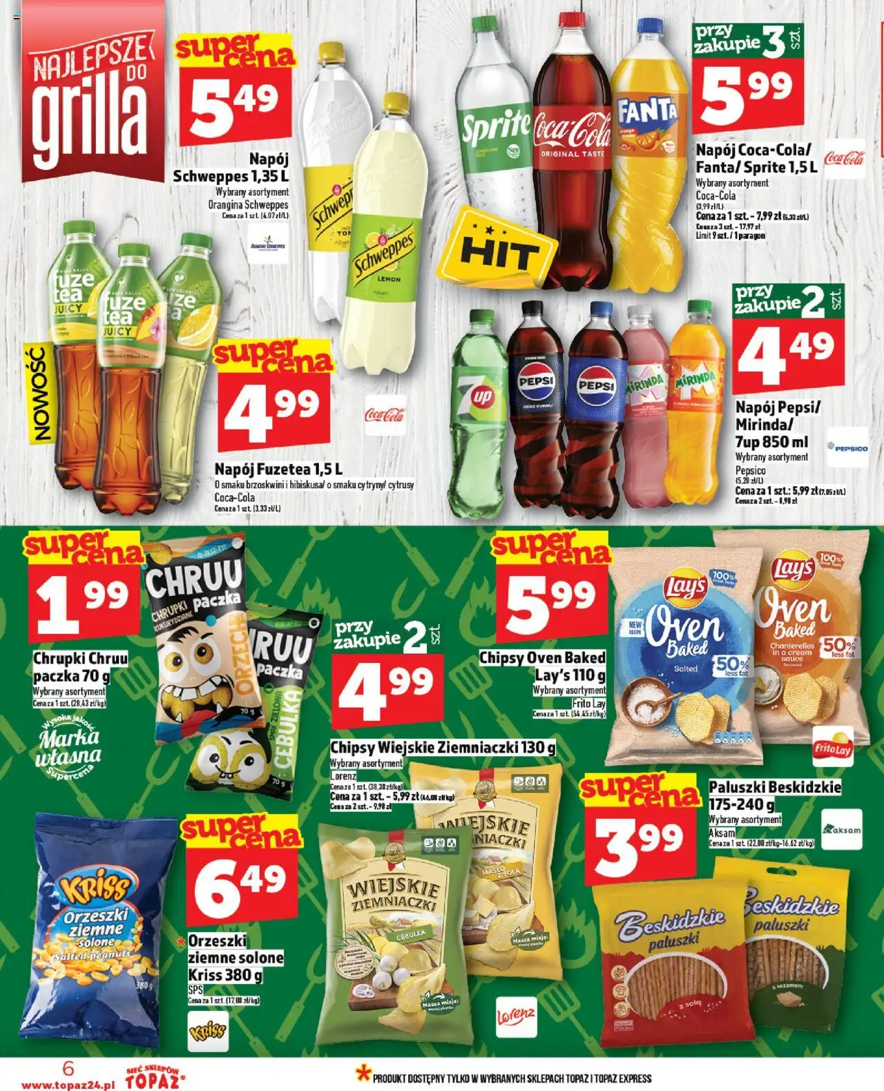 Topaz Gazetka od 20.06.2025 | Strona: 6 | Produkty: Chrupki, Sprite, Masło, Orzeszki ziemne