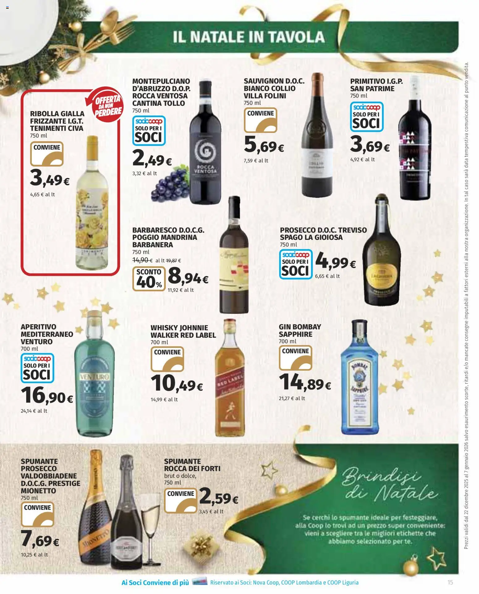 Volantino COOP del 22.12.2025 | Pagina: 15 | Prodotti: Gin, Data, Spumante, Aperitivo