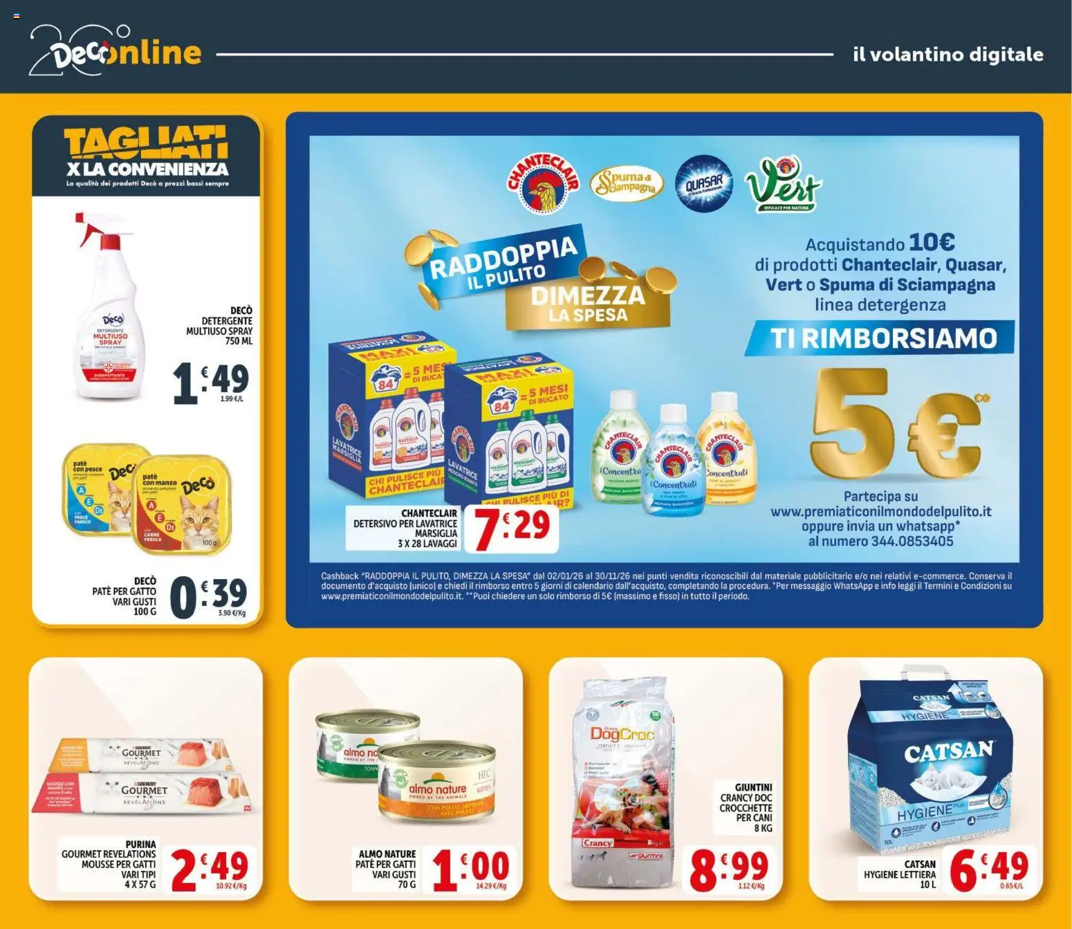 Volantino Decò del 09.04.2026 | Pagina: 34 | Prodotti: Paté, Pollo, Detergente, Crocchette