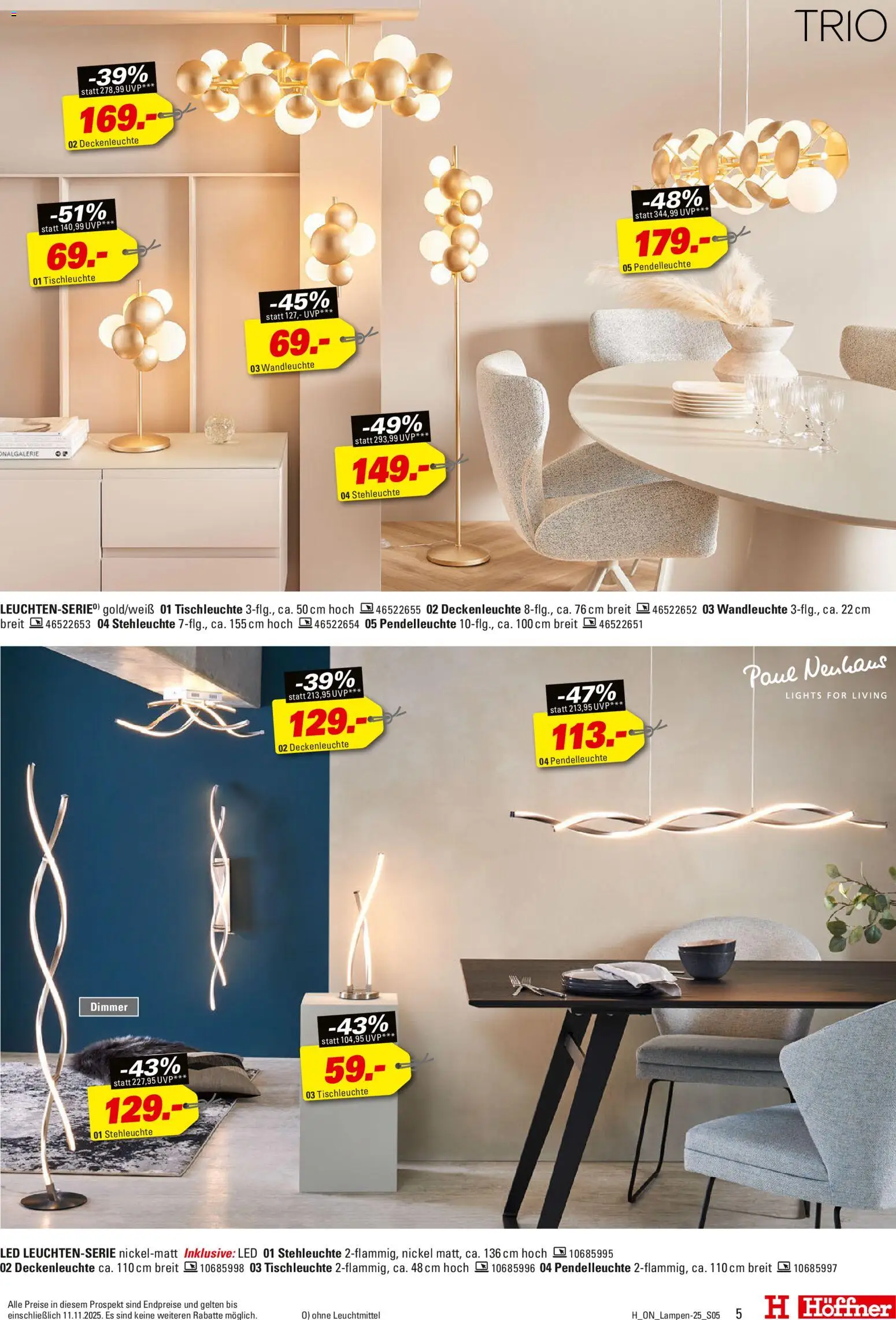 Höffner Leuchten Spezial – gültig ab 29.10.2025 | Seite: 5 | Produkte: Wandleuchte