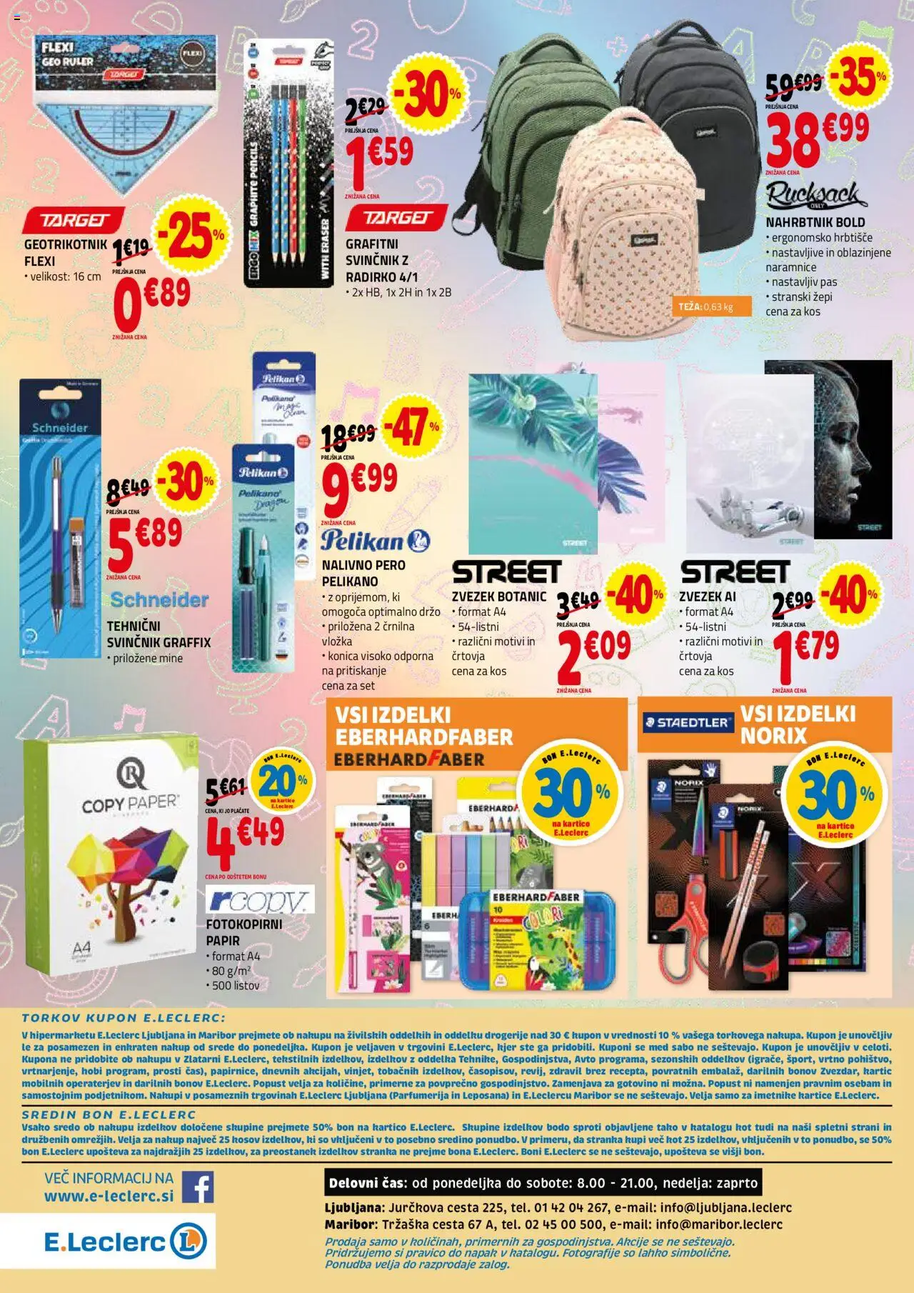 E.leclerc katalog │ velja od 02.07.2025 | Stran: 48 | Izdelki: Teza, Zvezek, Nahrbtnik, Pas