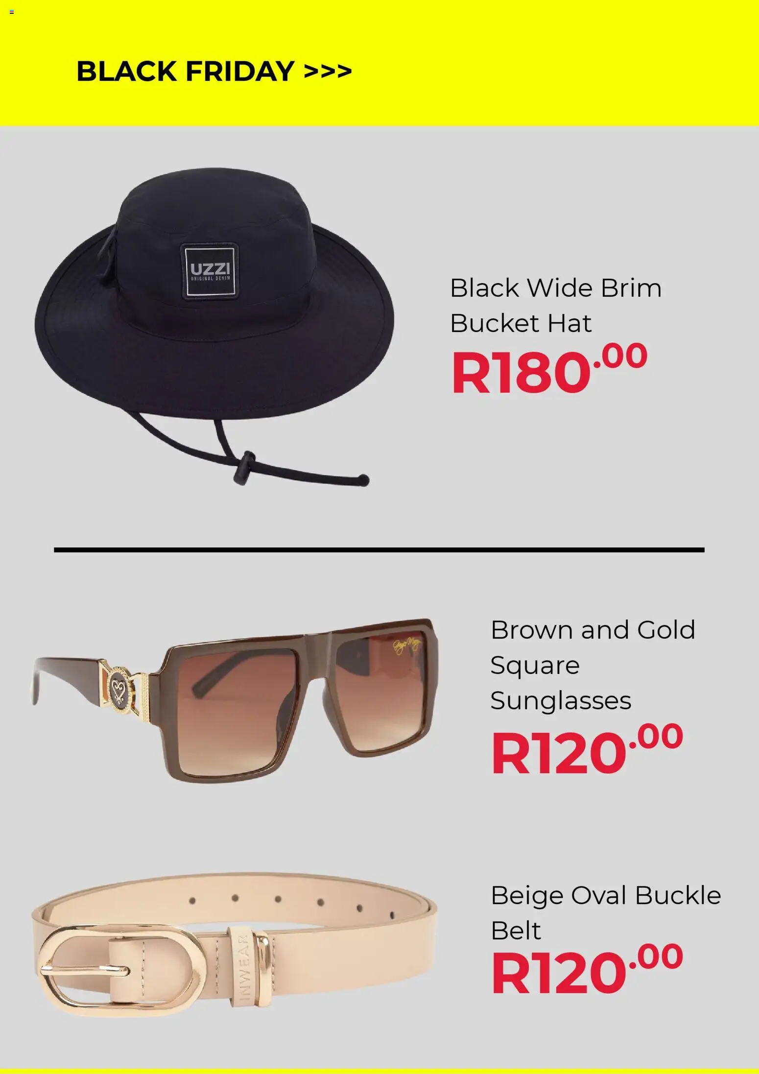 New Truworths catalogue – valid from 19.11.2025 | Page: 7 | Products: Hat, Belt, Sunglasses