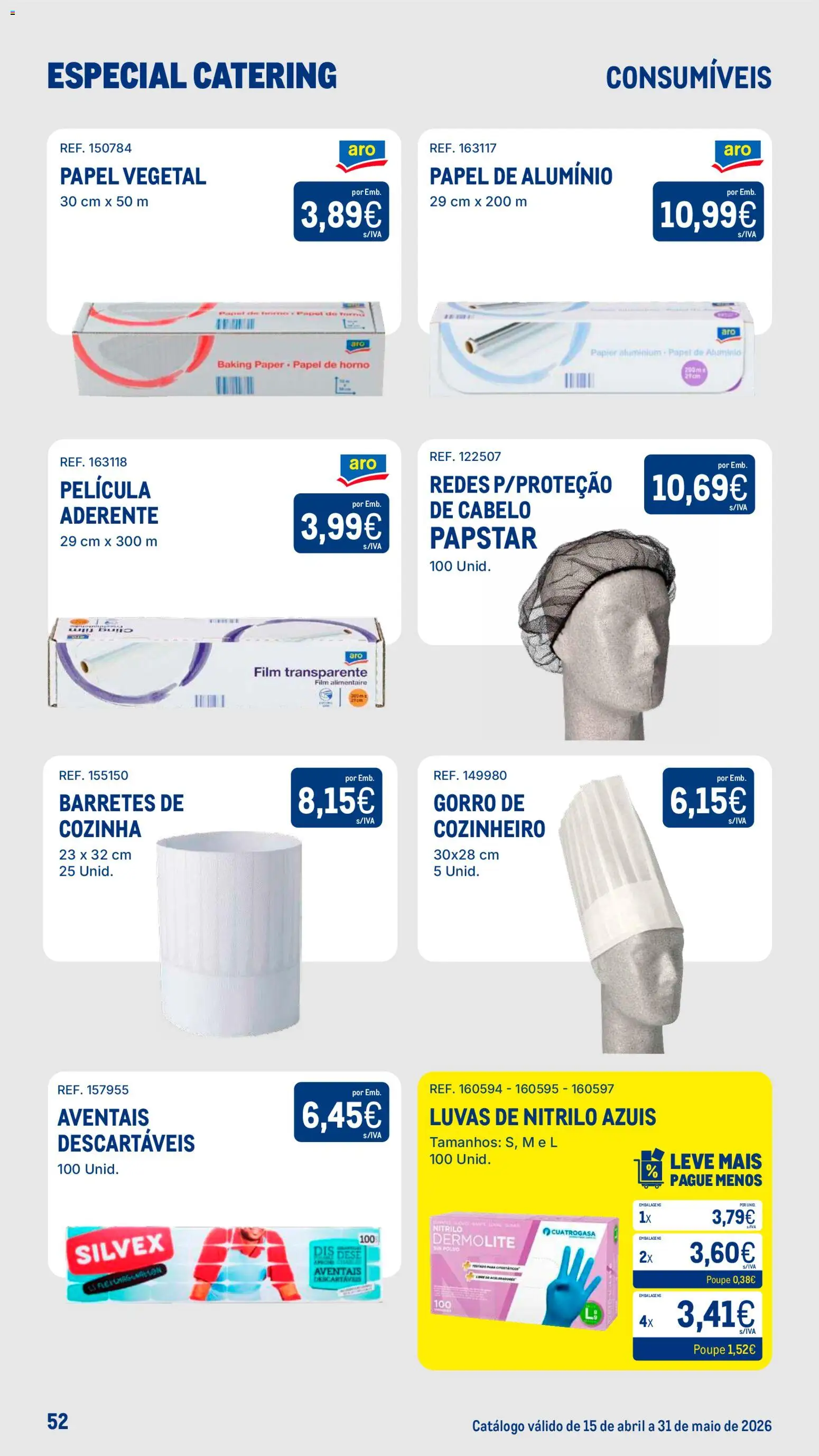 Makro Especial Catering │ válido de 15.04.2026 | Página: 52 | Produtos: Luvas, Papel de alumínio, Polvo, Gorro