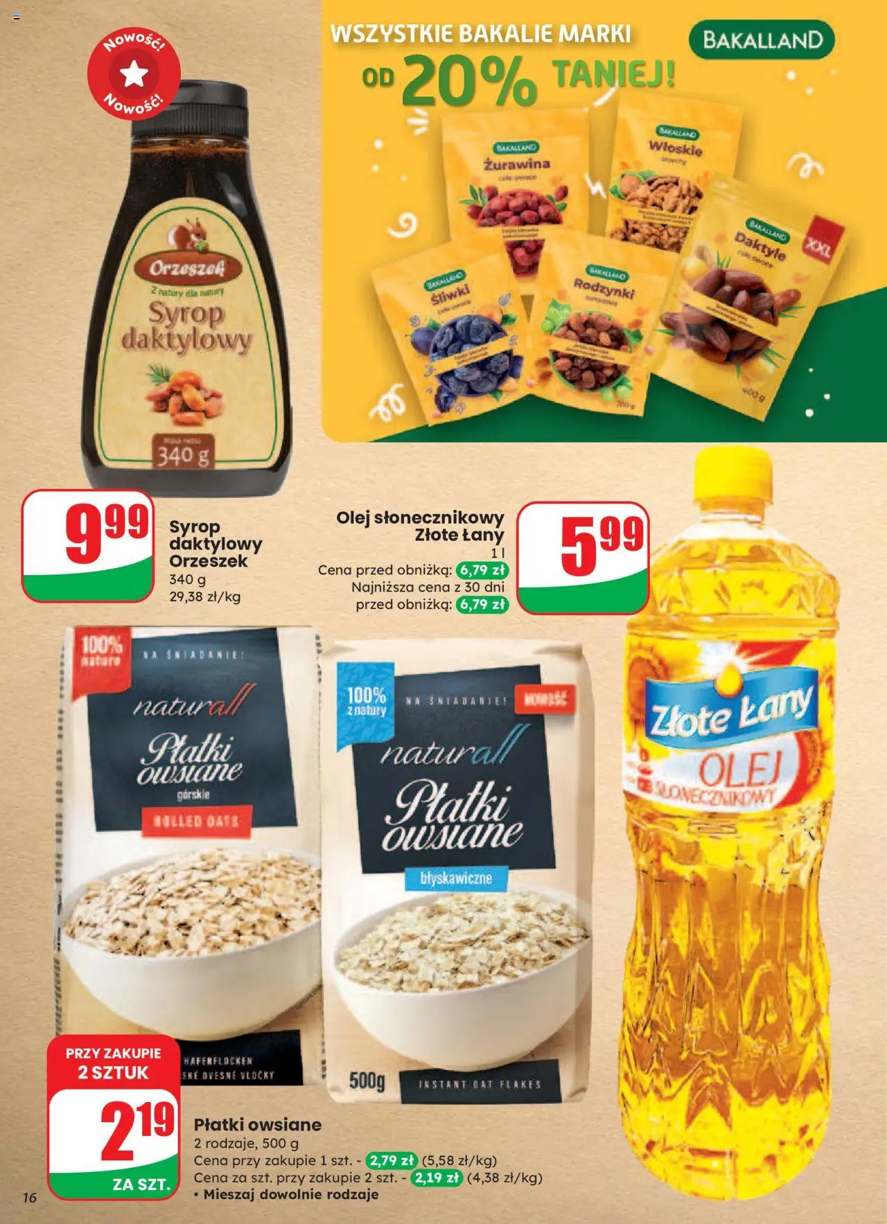 Dino Gazetka od 20.08.2025 | Strona: 16 | Produkty: Daktyle, Śliwki, Żurawina, Olej