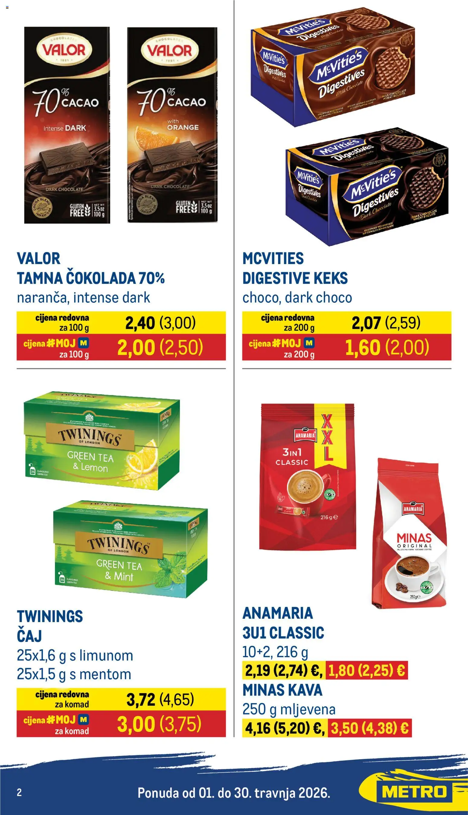 Metro katalog | vrijedi od 01.04.2026 | Stranica: 2 | Proizvodi: Mljevena kava, Kava, Čokolada, Keks