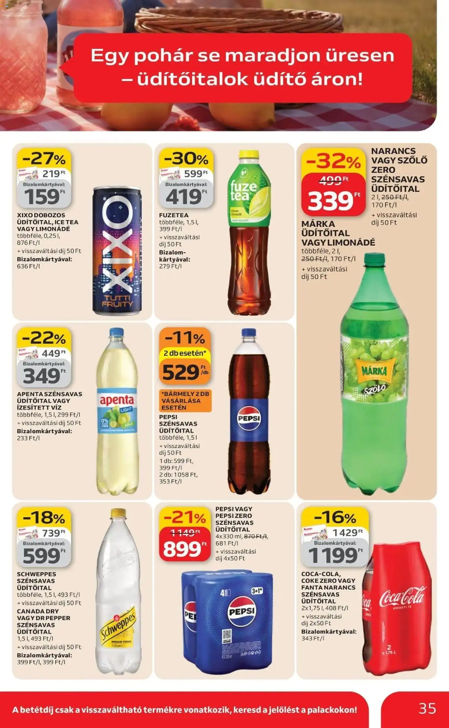 Auchan akciós ujság - amely érvényes a következő dátumtól: 19.03.2026 | Oldal: 35 | Termékek: Szőlő, Fanta, Ice tea, Limonádé
