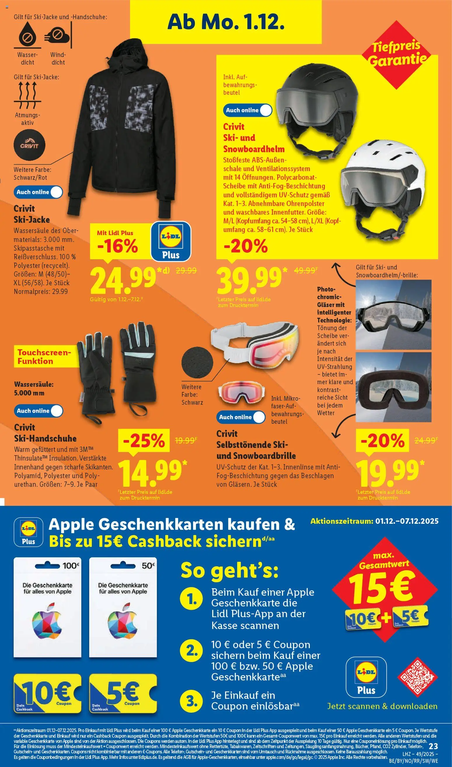 Lidl Prospekt Zossen – gültig ab 01.12.2025 | Seite: 39 | Produkte: Apple, Ski, Jacke, Handschuhe