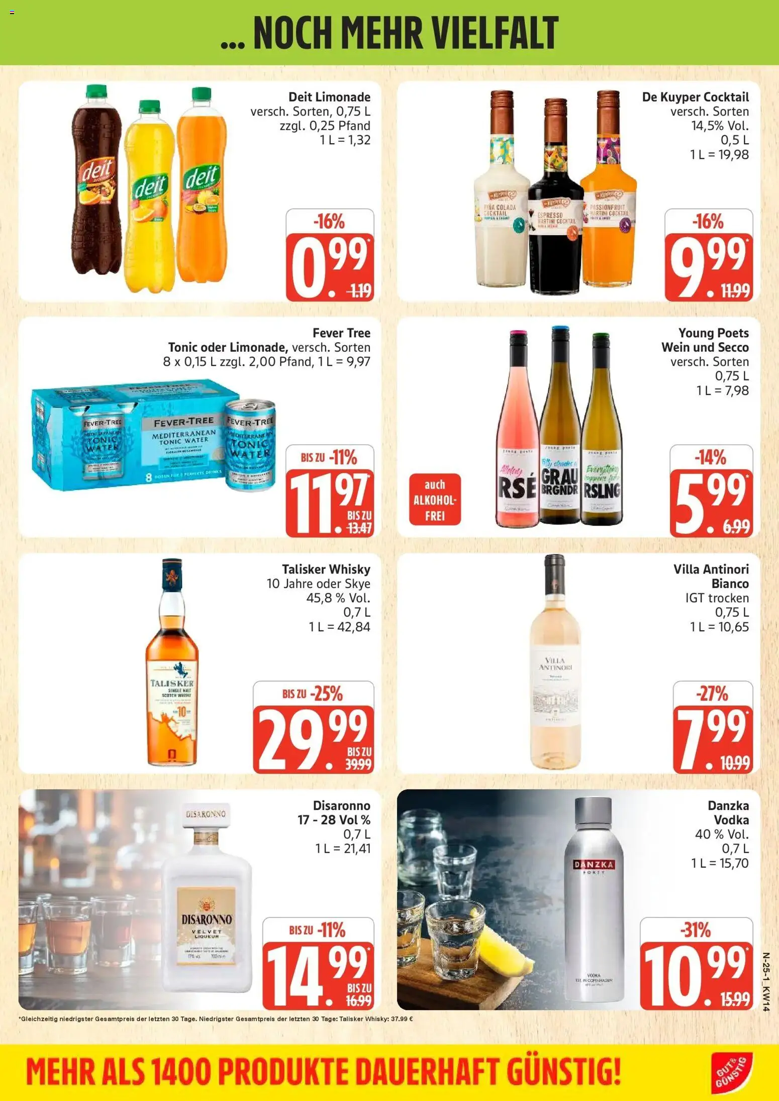 Edeka prospekt Rostock	 – gültig ab 30.03.2026 | Seite: 25 | Produkte: Martini, Whisky, Limonade, Vodka