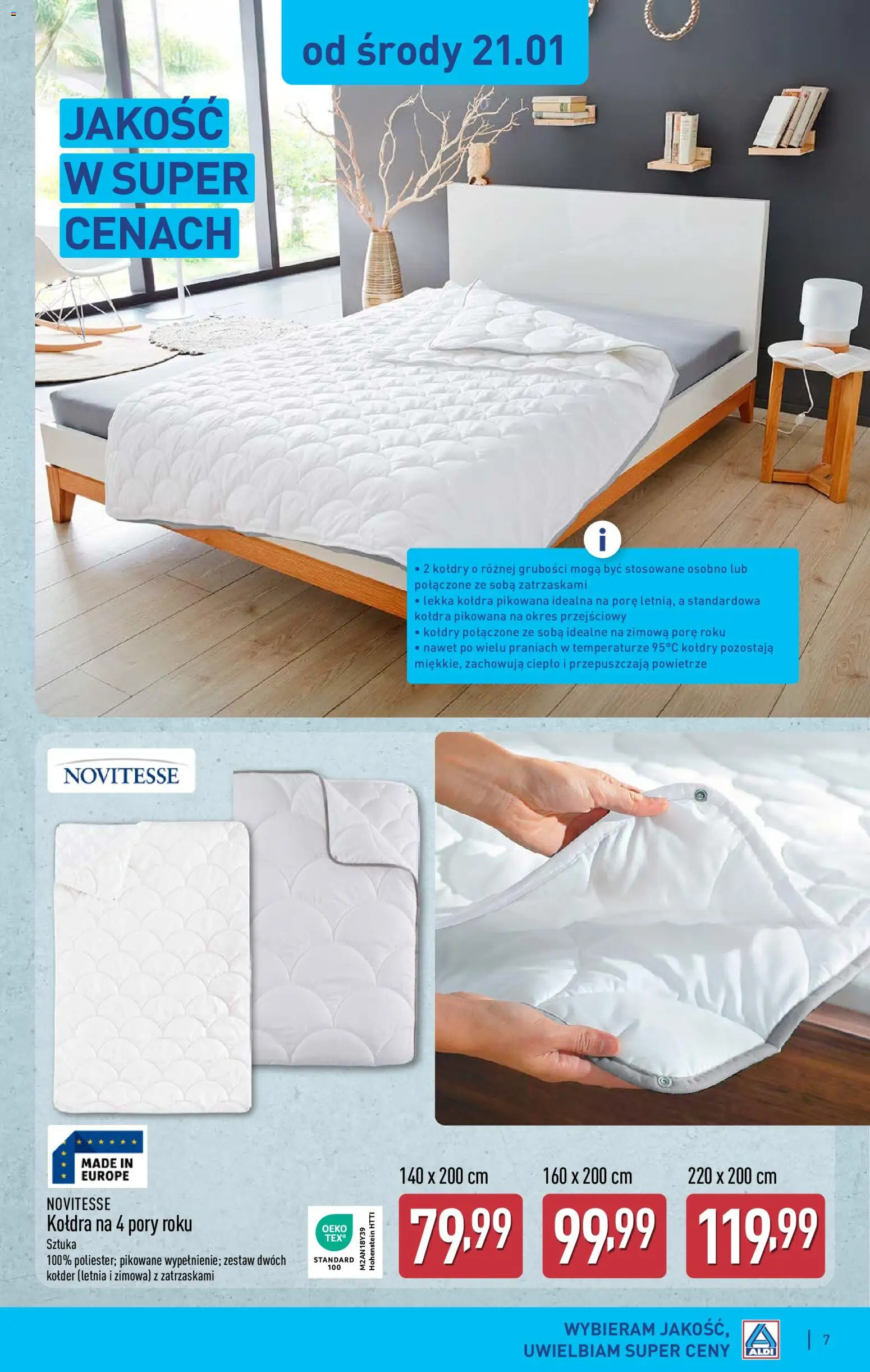 Aldi Gazetka - Hity od Środy i od Soboty od 21.01.2026 | Strona: 7 | Produkty: Kołdra