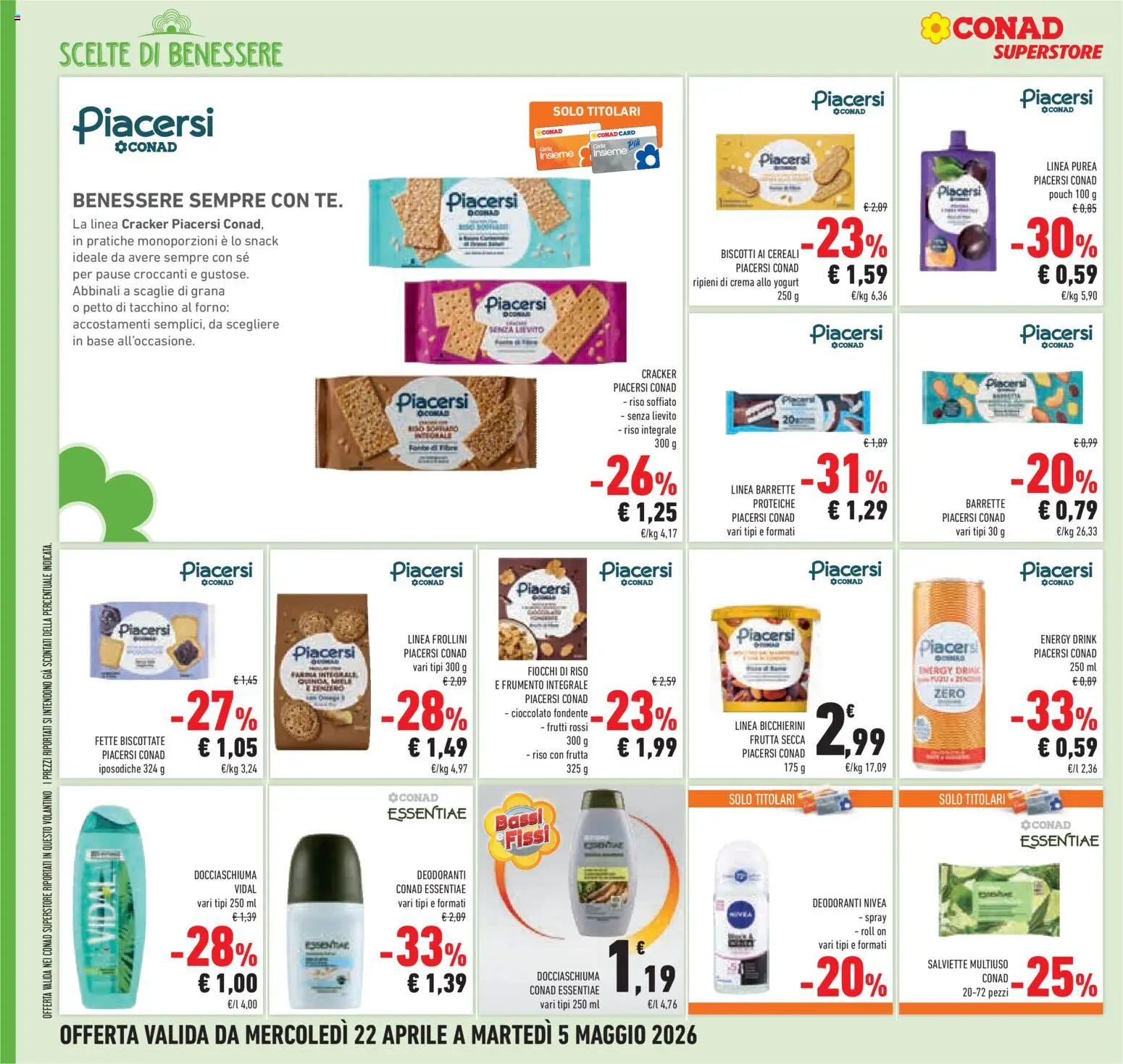 Volantino Conad del 22.04.2026 | Pagina: 22 | Prodotti: Crema, Yogurt, Riso, Biscotti