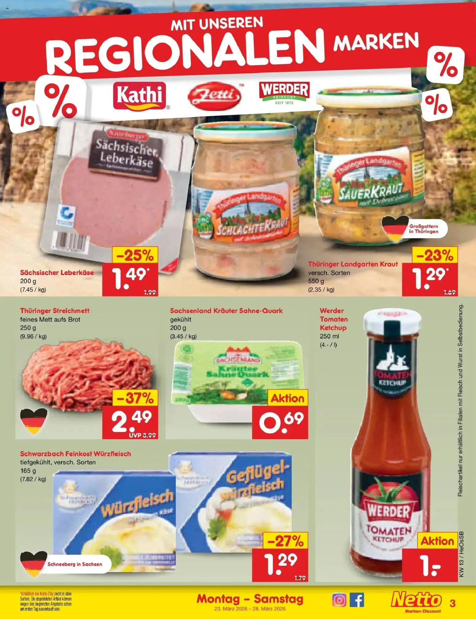 Netto Marken-Discount Prospekt Kröpelin	 – gültig ab 23.03.2026 | Seite: 27 | Produkte: Wurst, Kraut, Ketchup, Fleisch