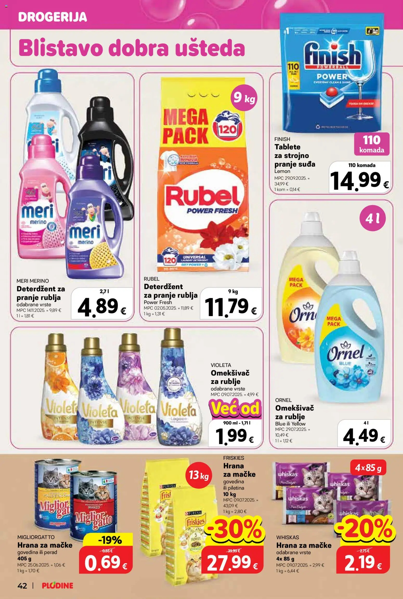 Plodine katalog | vrijedi od 26.11.2025 | Stranica: 42 | Proizvodi: Whiskas, Rubel, Govedina, Meri Merino