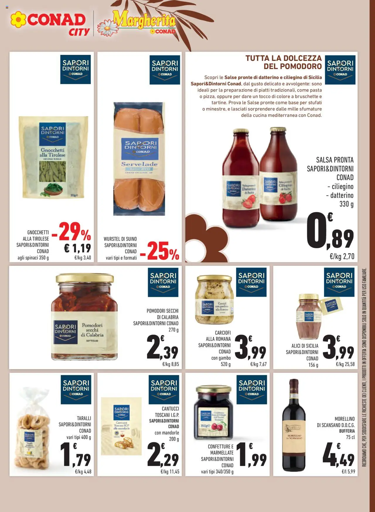 Volantino Conad del 22.10.2025 | Pagina: 25 | Prodotti: Salsa, Pomodori, Wurstel, Spinaci