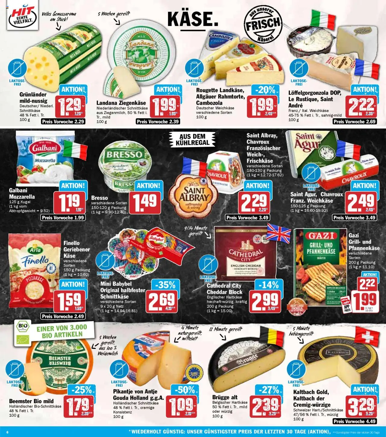 HIT - Nordrhein-Westfalen - gültig ab dem 18.08.2025 | Seite: 6 | Produkte: Gouda, Ziegenkäse, Babybel, Frischkase