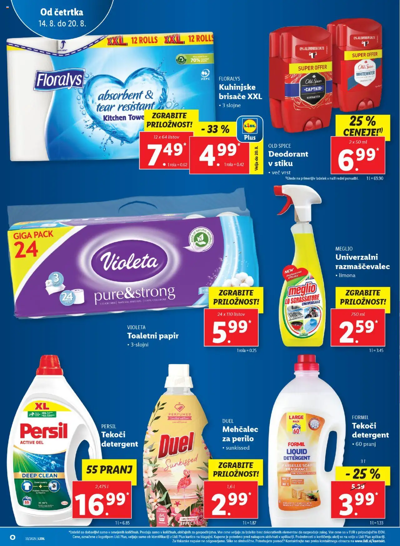 Lidl - Ljubljana │ velja od 14.08.2025 | Stran: 20 | Izdelki: Toaletni papir, Deodorant, Detergent, Limona