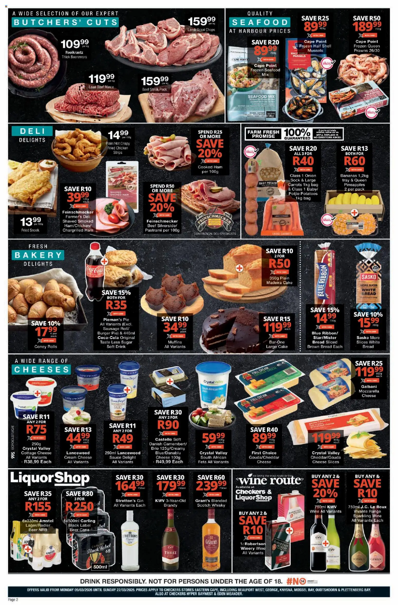 New Checkers catalogue – valid from 09.03.2026 | Page: 2 | Products: Brandy, Wine, Carrots, Cottage cheese