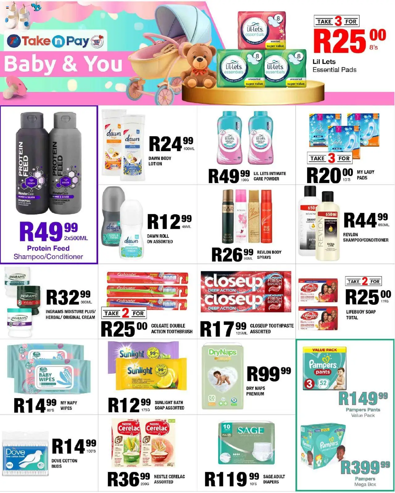 New Take n Pay catalogue – valid from 08.09.2025 | Page: 11 | Products: Bath, Soap, Toothpaste, Toothbrush