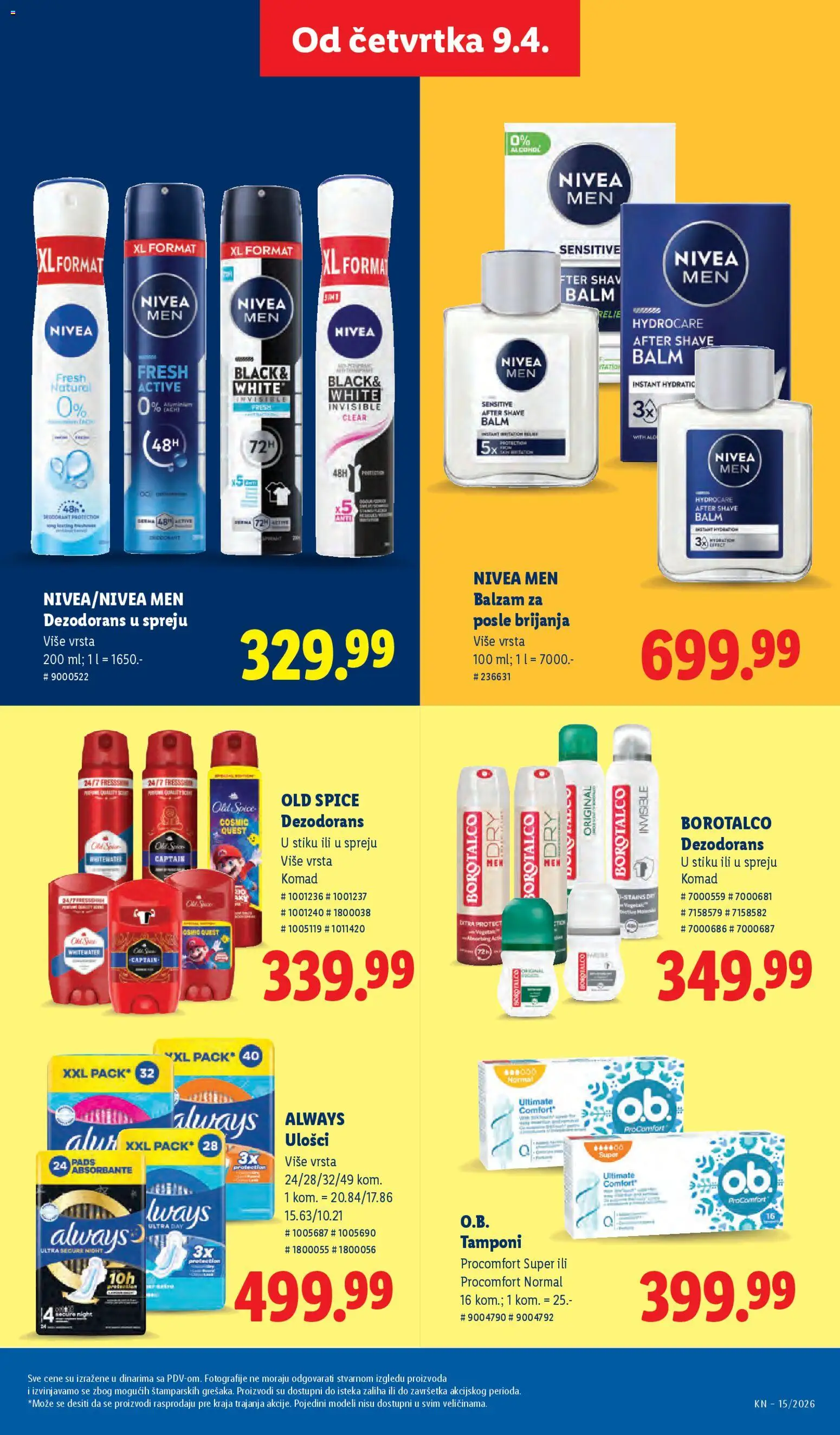 Lidl katalog - važi od 09.04.2026 | Strana: 43 | Proizvode: Nivea, Balzam, Dezodorans, Borotalco