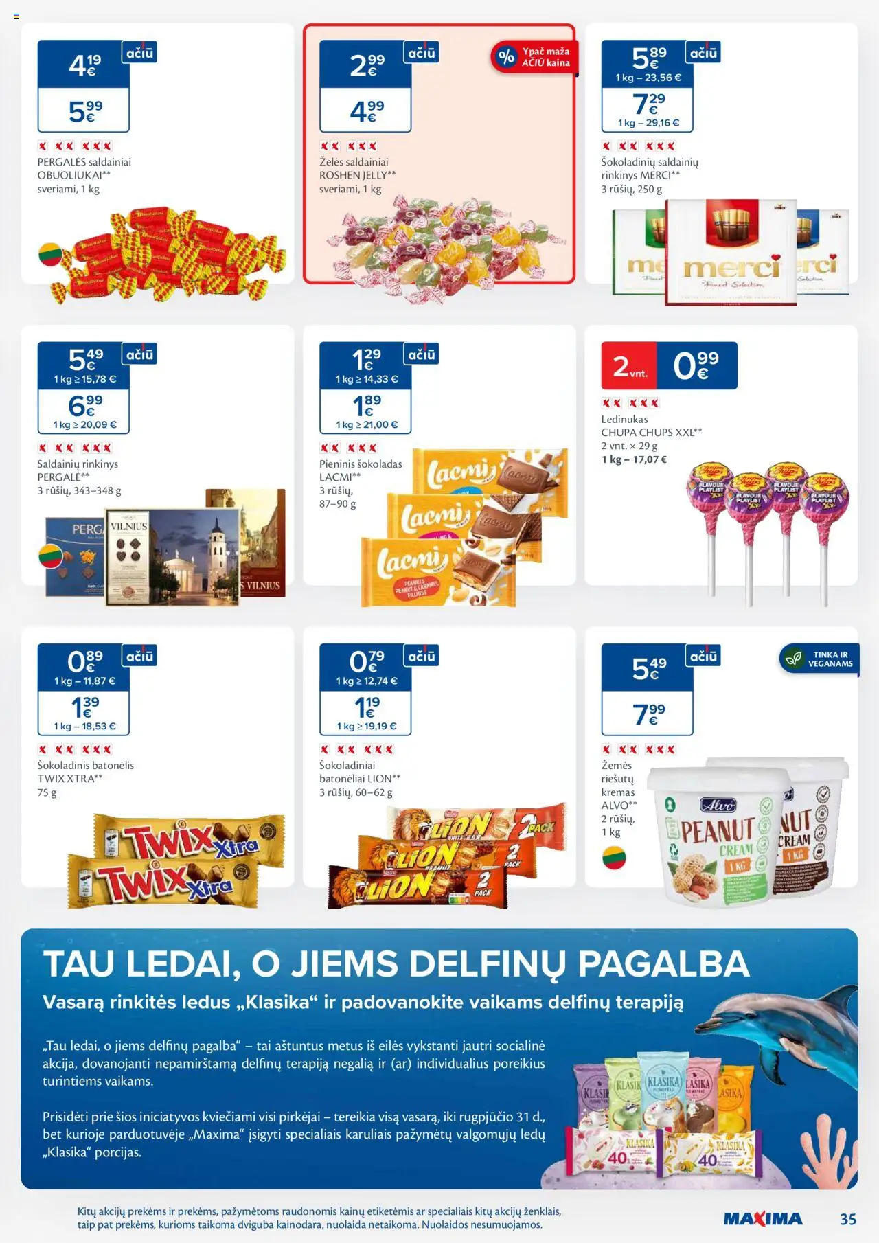 MAXIMA leidinys│galioja nuo 12.08.2025 | Puslapis: 35 | Prekių: Kremas, Šokoladas, Šokoladinis batonėlis, Saldainiai