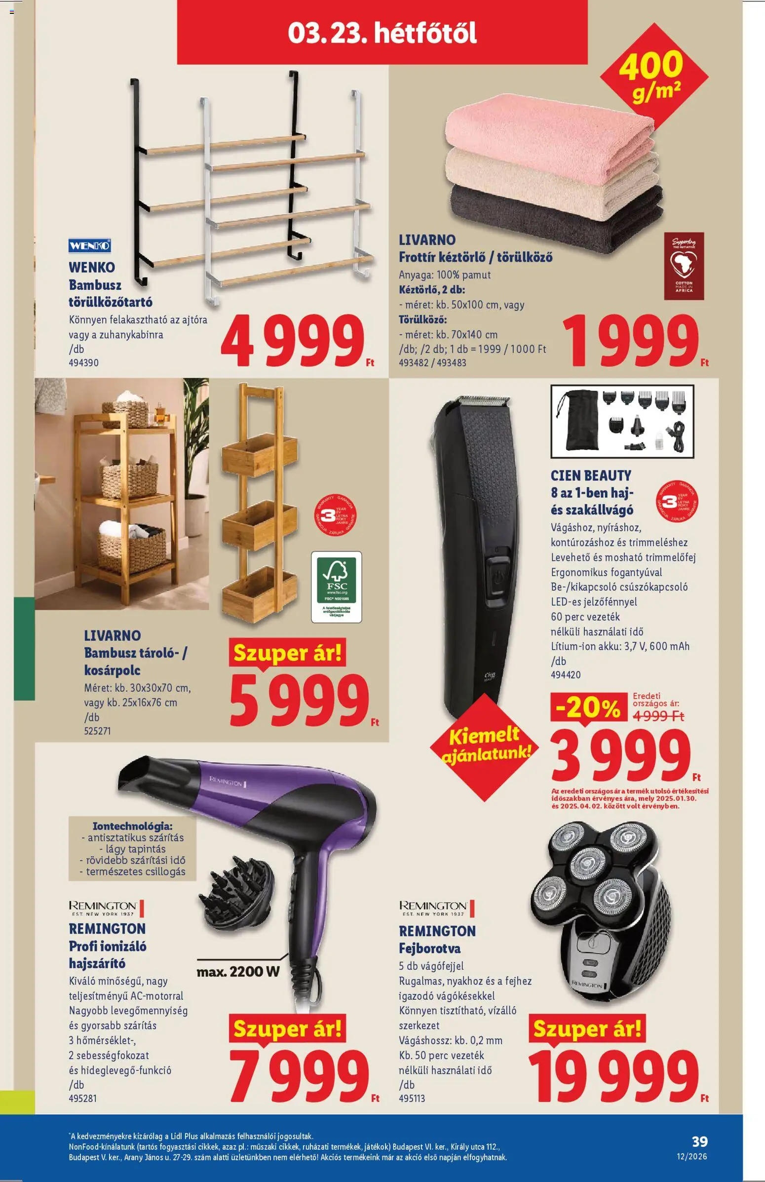 Lidl akciós ujság - amely érvényes a következő dátumtól: 19.03.2026 | Oldal: 39 | Termékek: Szakállvágó, Játékok, Hajszárító