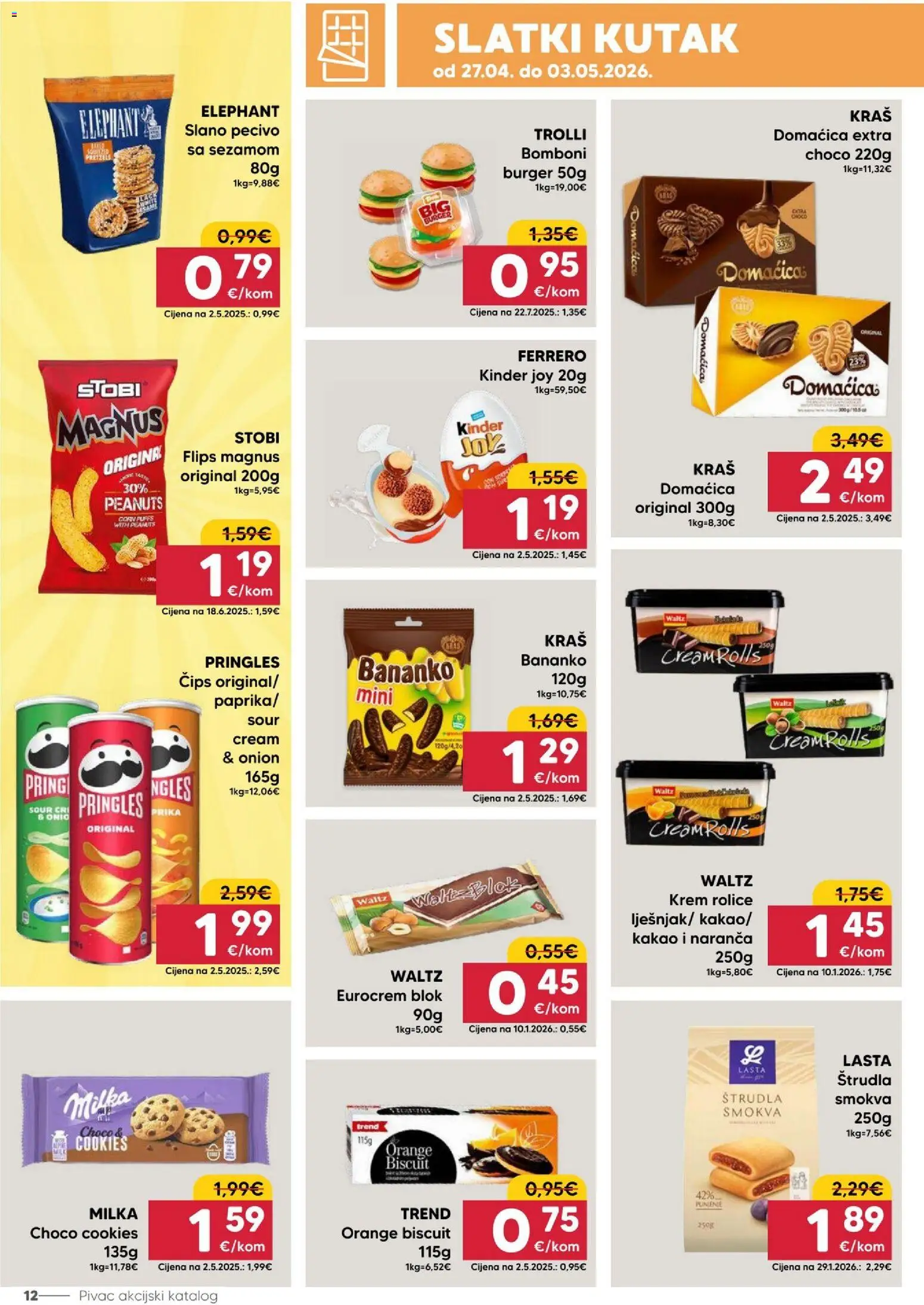 Pivac katalog | vrijedi od 27.04.2026 | Stranica: 12 | Proizvodi: Pringles, Čips, Kakao, Pecivo