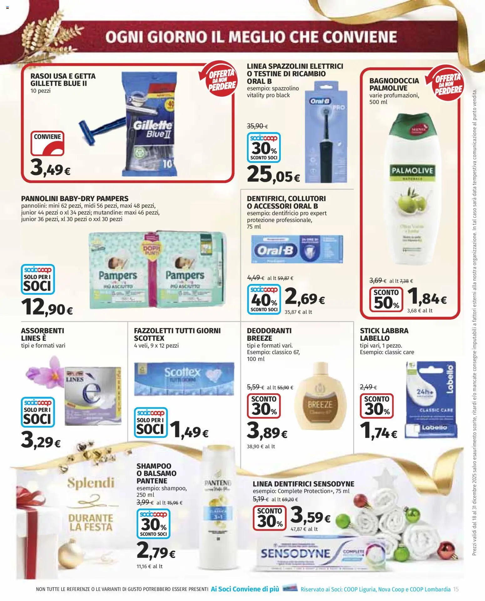 Volantino COOP del 18.12.2025 | Pagina: 15 | Prodotti: Pannolini, Dentifricio, Mutandine, Pampers