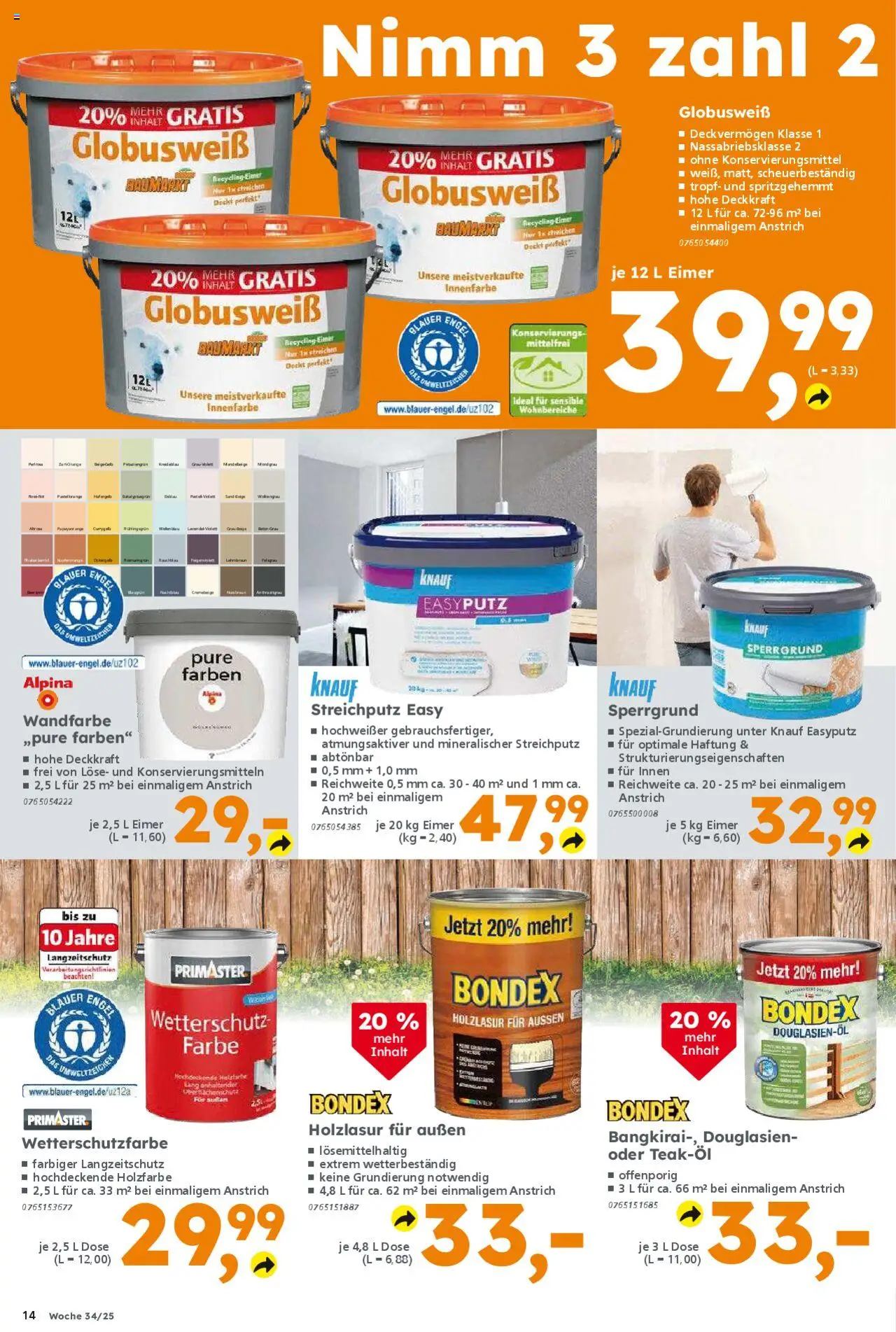 Globus Baumarkt Prospekt 	 - gültig ab dem 18.08.2025 | Seite: 14 | Produkte: Wandfarbe