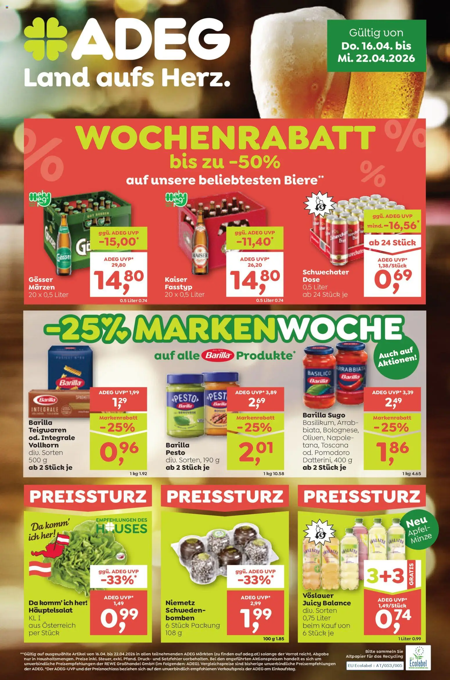 ADEG Flugblatt gültig ab 16.04.2026 | Seite: 1 | Produkte: Äpfel