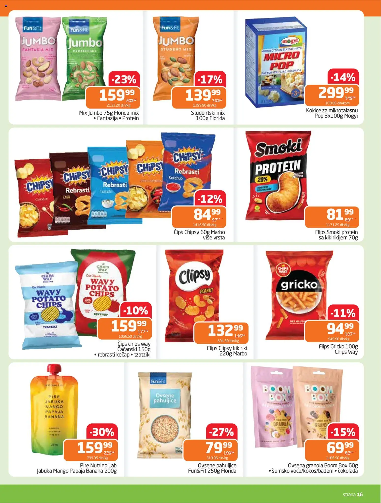 Gomex katalog - važi od 15.04.2026 | Strana: 16 | Proizvode: Banana, Smoki, Ovsene pahuljice, Čokolada