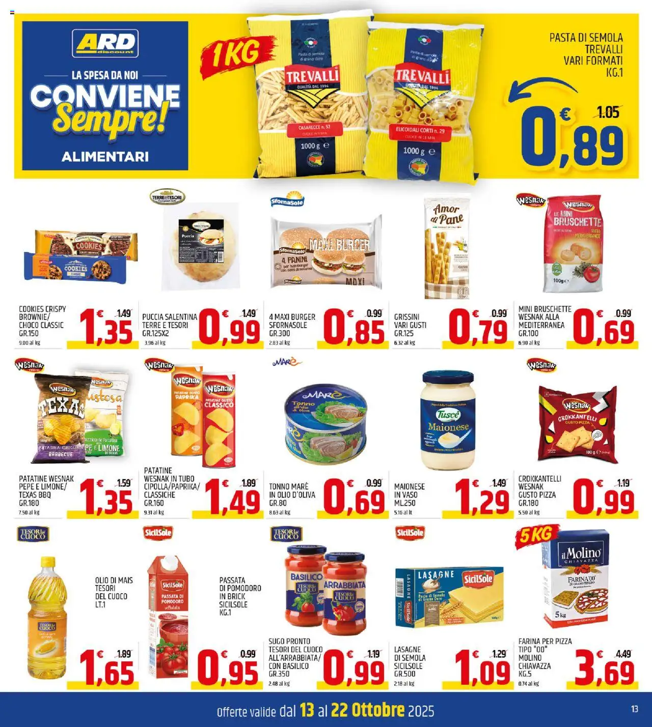 Volantino ARD Discount del 13.10.2025 | Pagina: 13 | Prodotti: Pizza, Maionese, Barbecue, Pasta