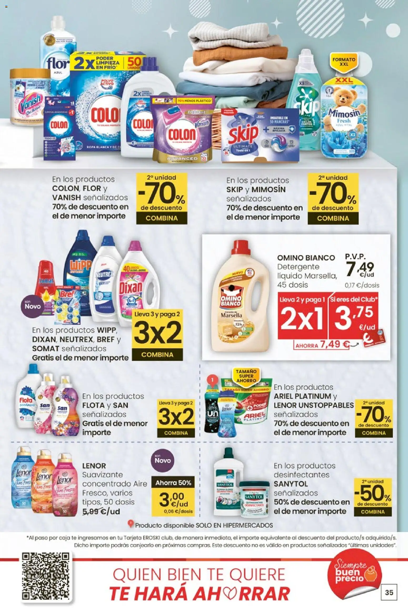 Eroski - Oferta 3x2 │ válido desde el 30.10.2025 | Página: 35 | Productos: Detergente, Té, Ropa, Suavizante