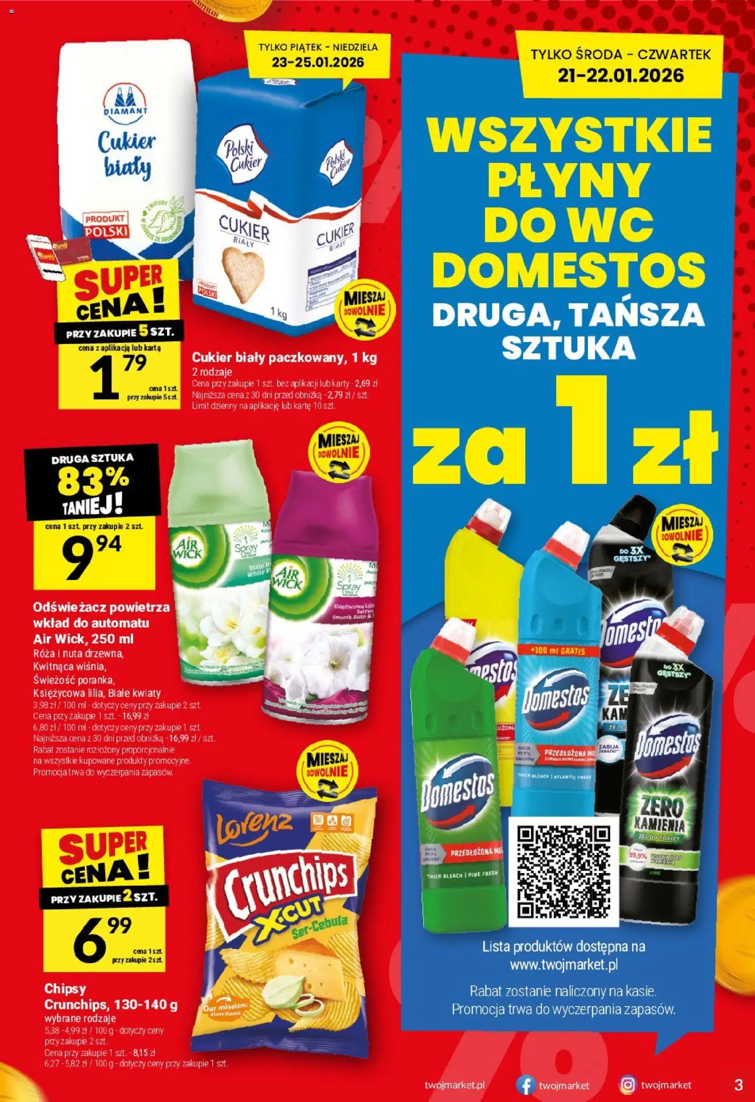 Twój Market Gazetka od 21.01.2026 | Strona: 3 | Produkty: Karta, Domestos, Kwiaty, Cukier