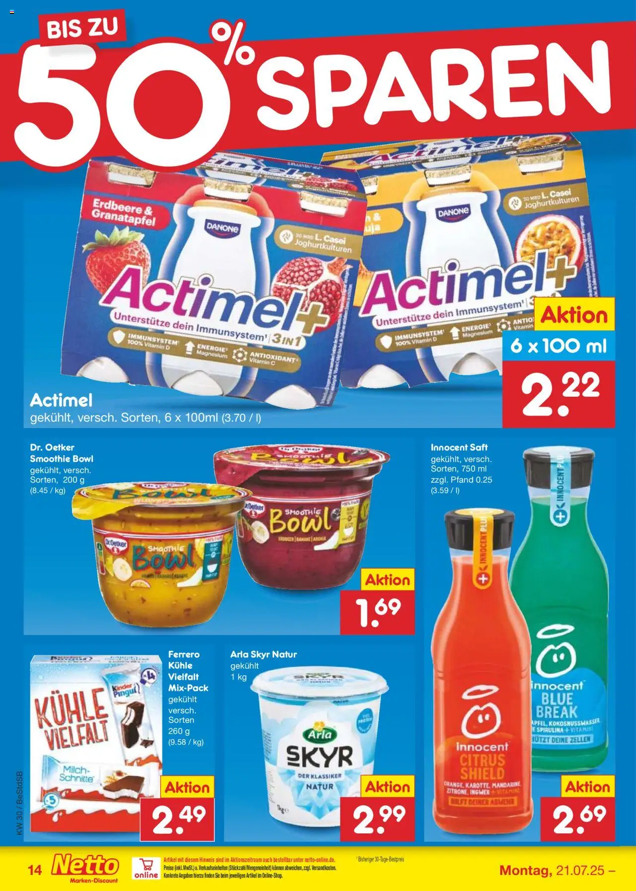 Netto Marken-Discount Prospekt 	 - gültig ab dem 21.07.2025 | Seite: 18 | Produkte: Granatapfel, Skyr, Arla skyr, Saft