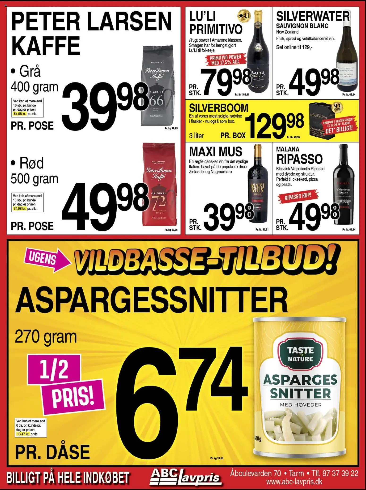 Abc Lavpris tilbudsavis – gyldig fra 19.11.2025 | Side: 6 | Produkter: Kaffe, Vin, Søm, Asparges