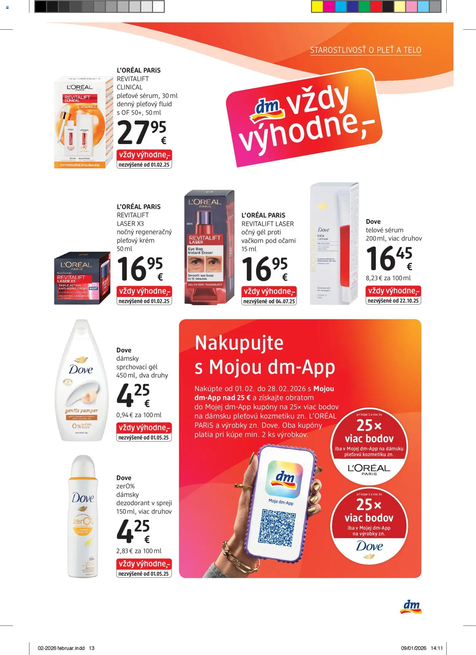 Nové dm drogerie akcie – leták je platný od 01.02.2026 | Strana: 13 | Produkty: Laser, Dezodorant, Krém