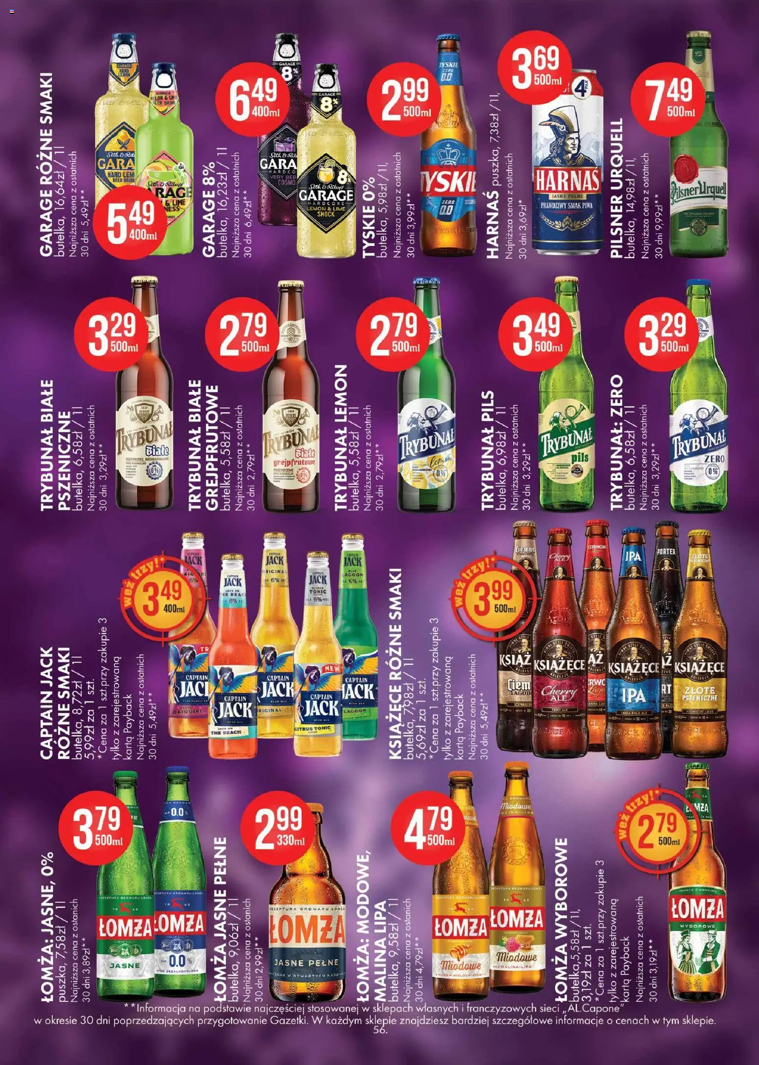 Al.Capone Gazetka od 13.11.2025 | Strona: 56 | Produkty: Karta, Tyskie, Harnaś