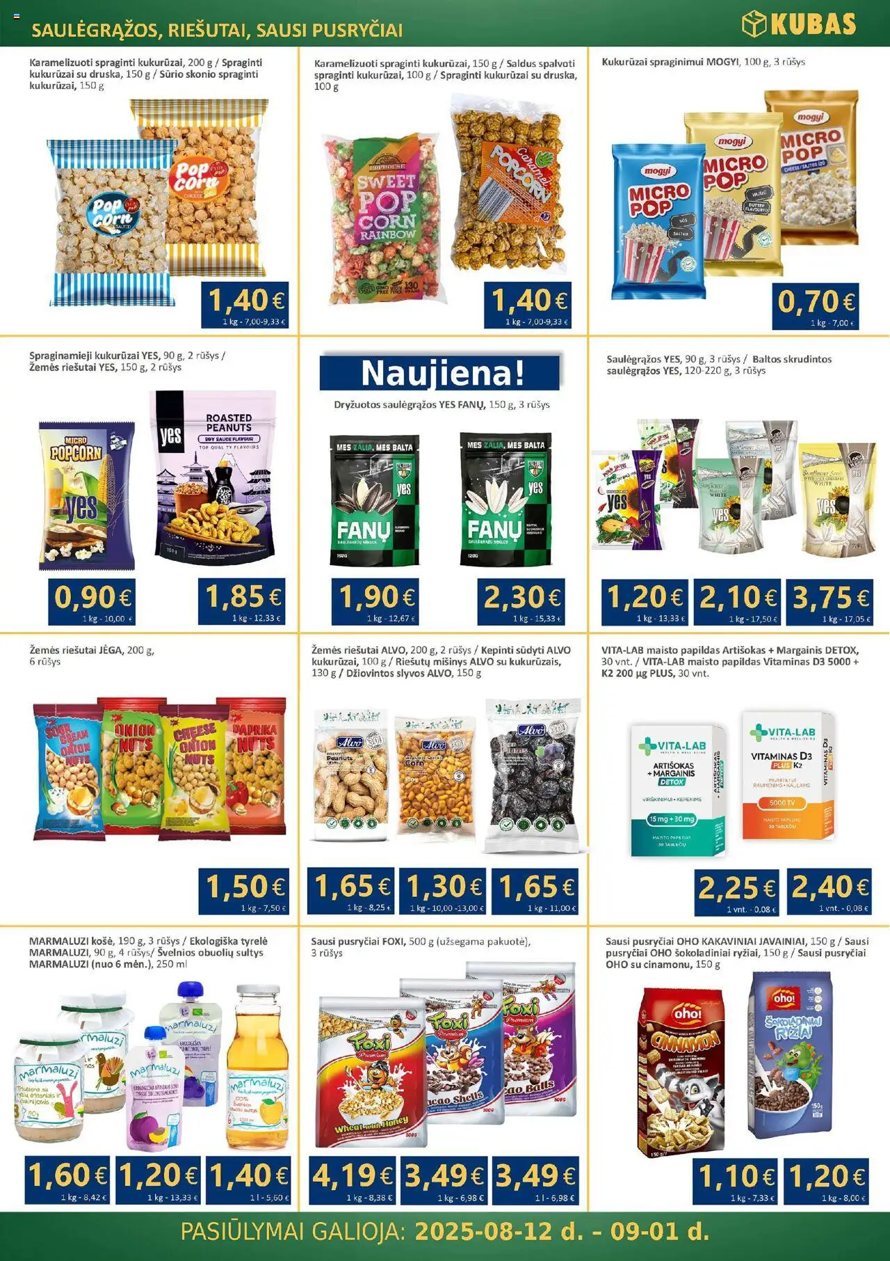 Kubas leidinys│galioja nuo 12.08.2025 | Puslapis: 9 | Prekių: Riešutai, Paprika, Kukurūzai, Sultys