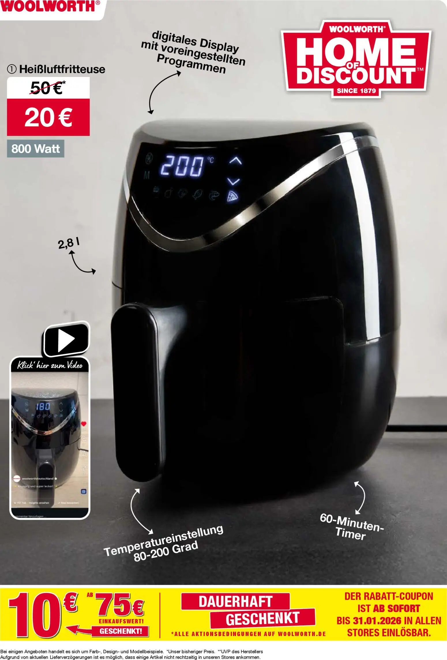 Woolworth Prospekt 	 – gültig ab 12.12.2025 | Seite: 6 | Produkte: Heißluftfritteuse, Video