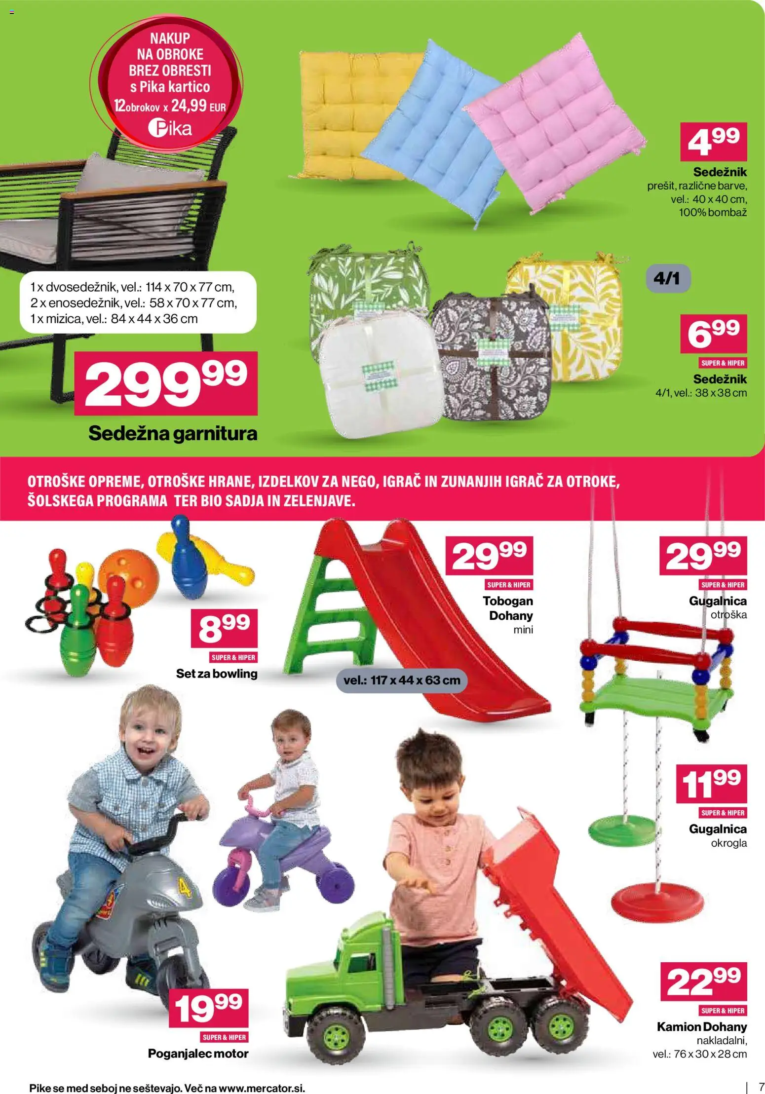 Novi Mercator katalog ponudbe – veljaven od 11.03.2026 | Stran: 7 | Izdelki: Sedezna garnitura, Tobogan, Gugalnica