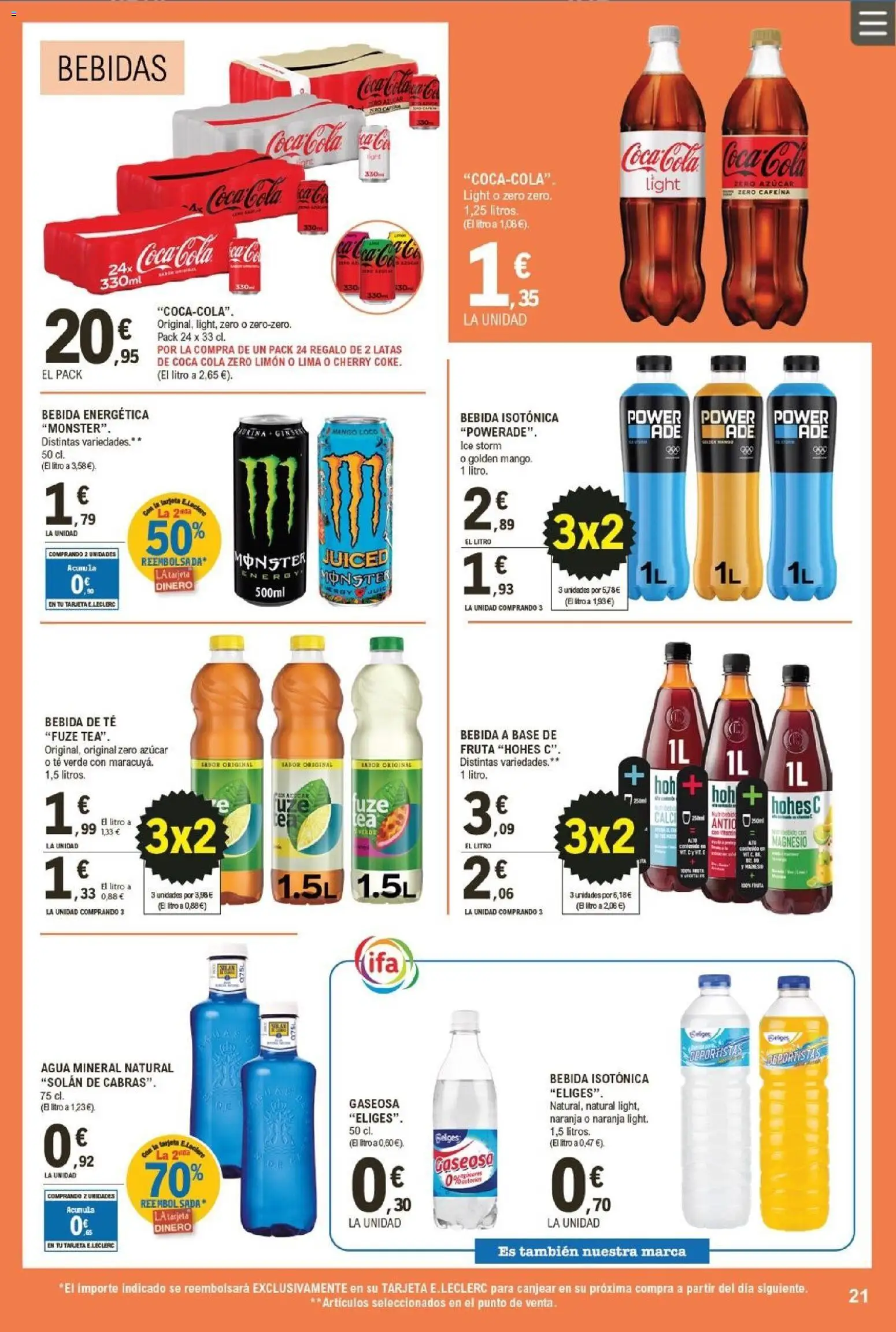E.Leclerc folleto │ válido desde el 21.01.2026 | Página: 21 | Productos: Lima, Ρούτερ, Agua mineral, Gaseosa